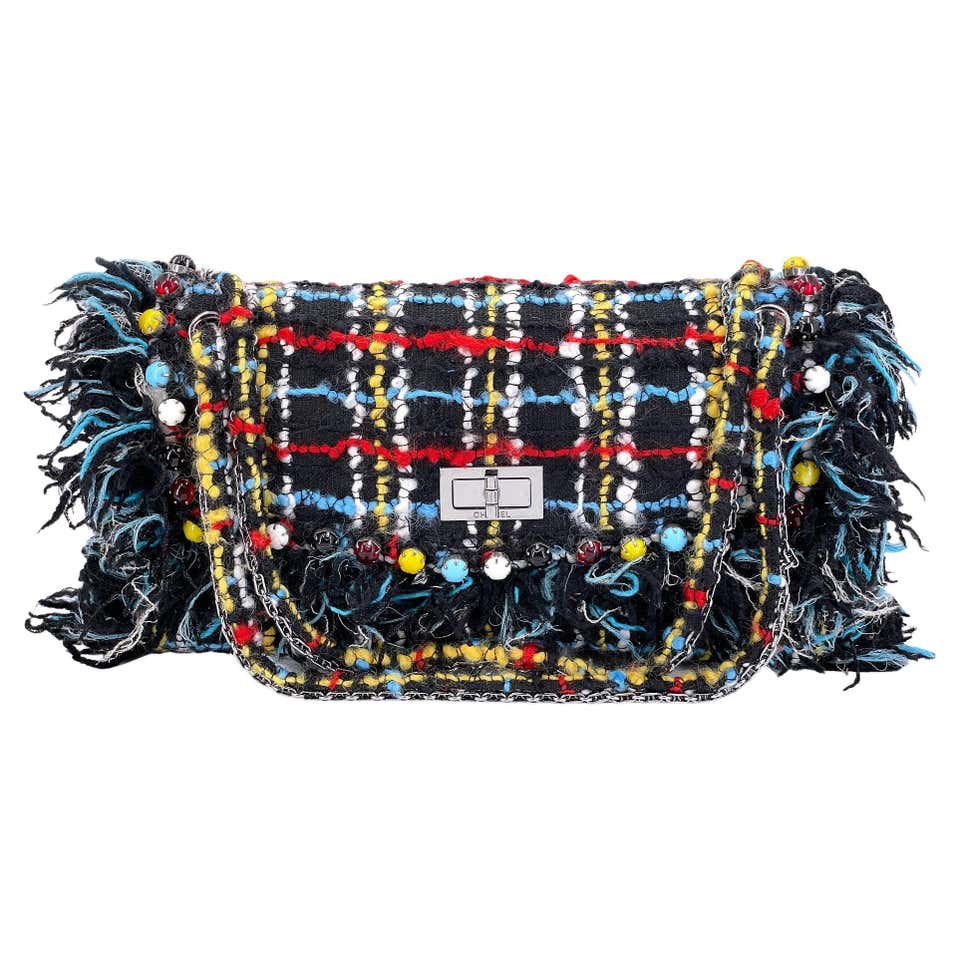 Chanel 2020 Rainbow Tweed Houndstooth Medium Classic Flap Bag GHW 68195 ...