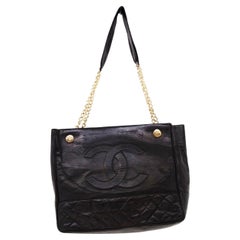 RARE Chanel Vintage Schwarze Ledertasche