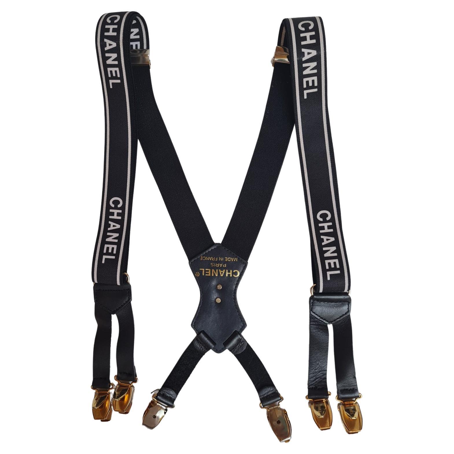 Rare Chanel Vintage Black Logo Suspender