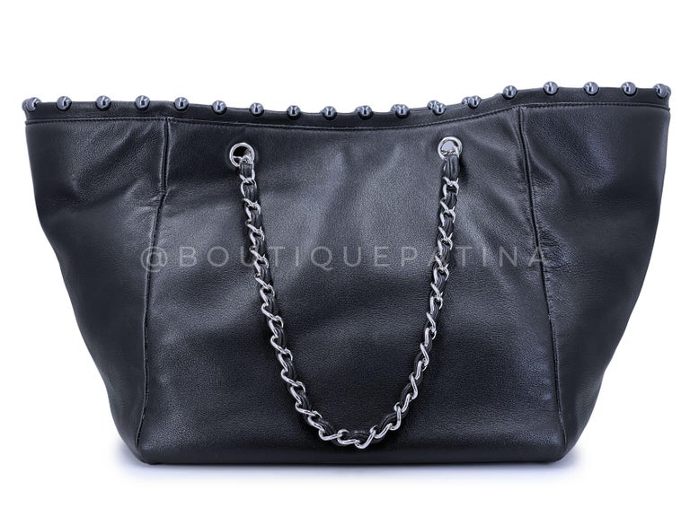 Rare Chanel Vintage Black Pearl Obsession XL Tote Bag SHW 67486