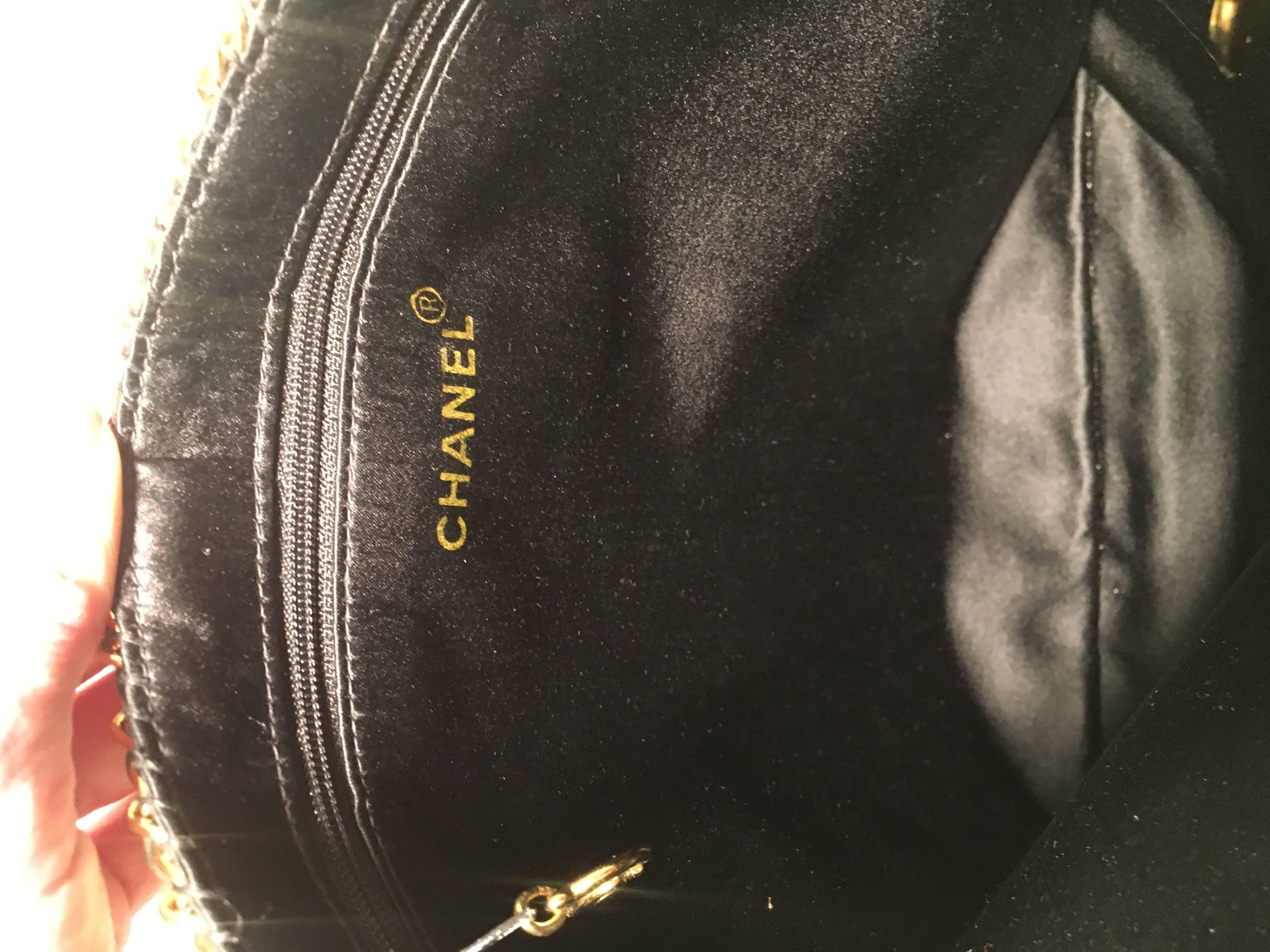 Women's RARE Chanel Vintage Black Silk Chain Cage Evening Bag