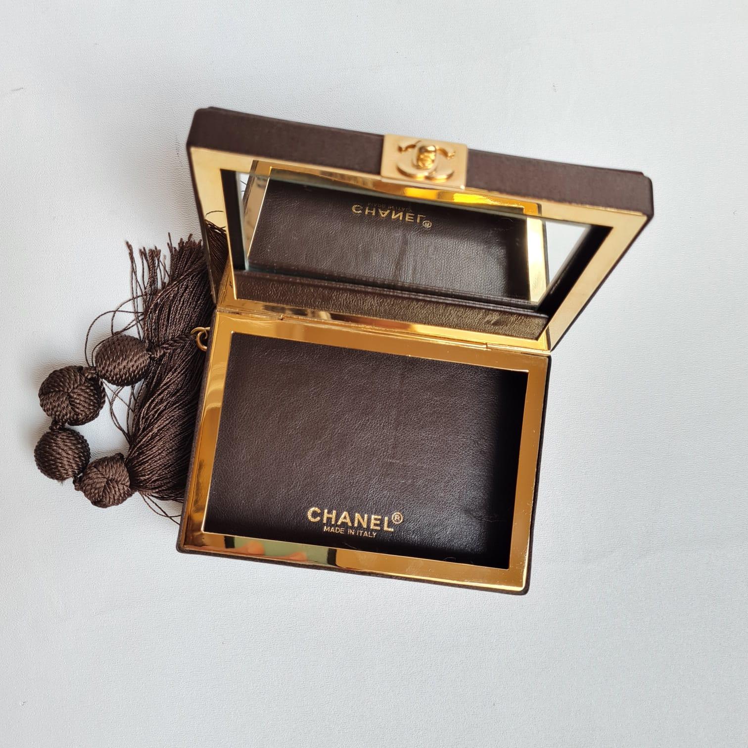 Rare Chanel Vintage Brown Tortoiseshell Tassel Mini Clutch 11