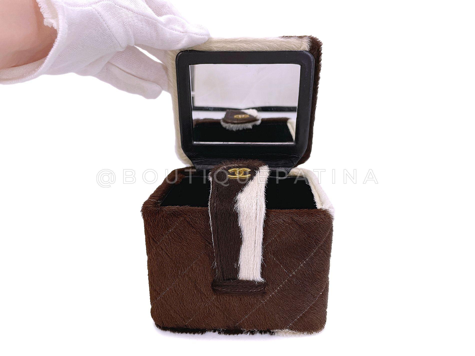 Rare Chanel Vintage Cow Print Pony Hair Mini Cube Vanity Case Bag 67912 6