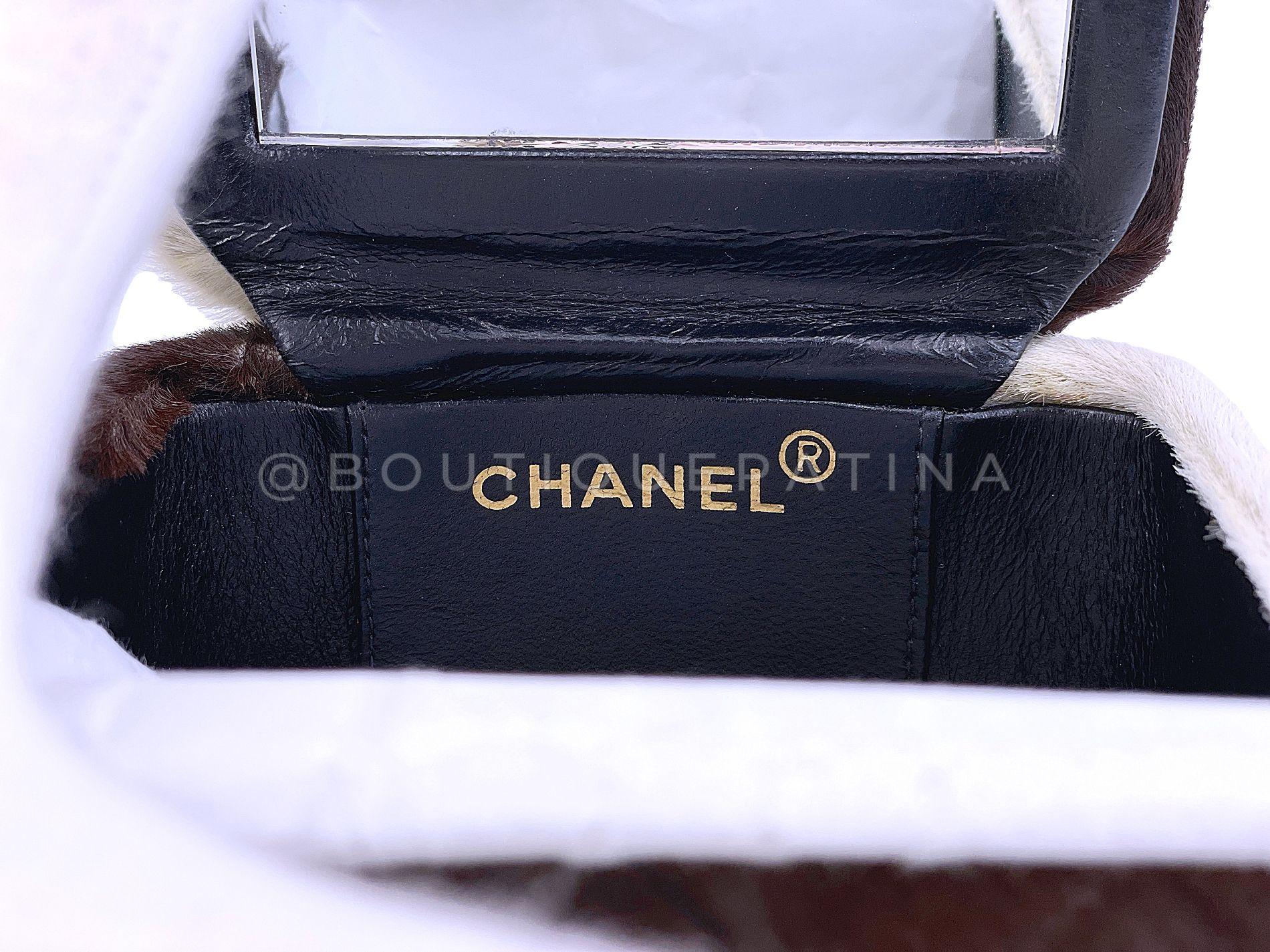 Rare Chanel Vintage Cow Print Pony Hair Mini Cube Vanity Case Bag 67912 7
