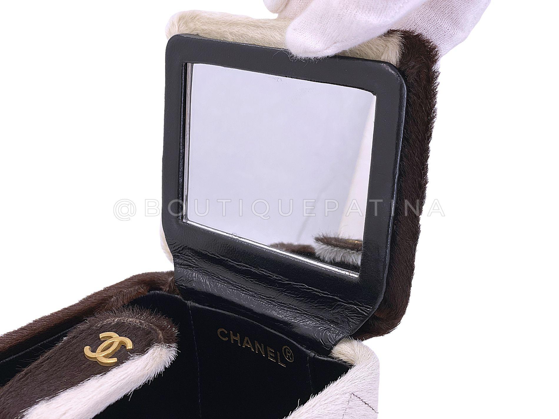 Rare Chanel Vintage Cow Print Pony Hair Mini Cube Vanity Case Bag 67912 5