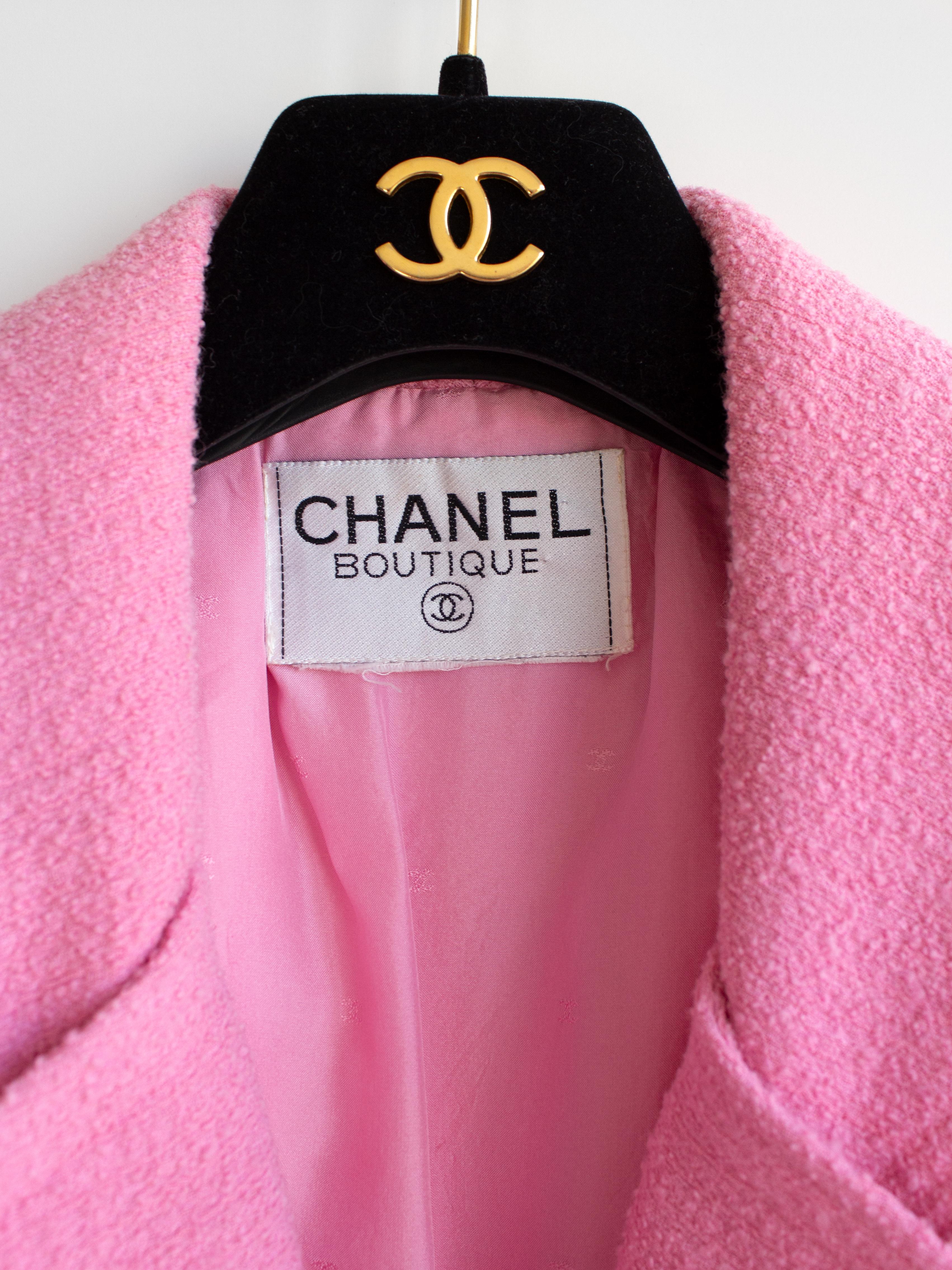 Rare Chanel Vintage Cruise 1993 Bubblegum Pink Gold 93C Tweed Jacket  5
