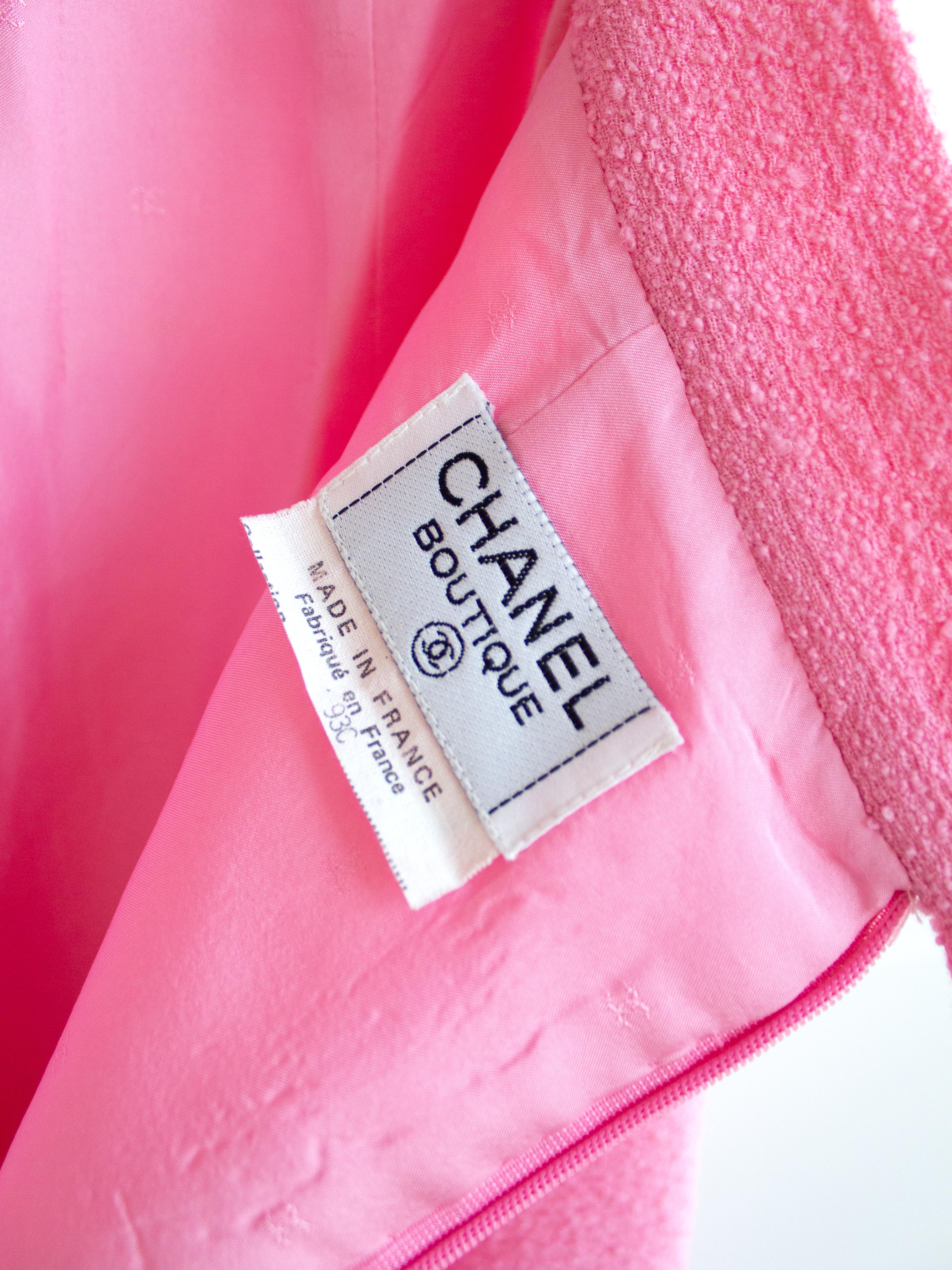 Rare Chanel Vintage Cruise 1993 Bubblegum Pink Gold 93C Tweed Jacket Skirt Suit 11