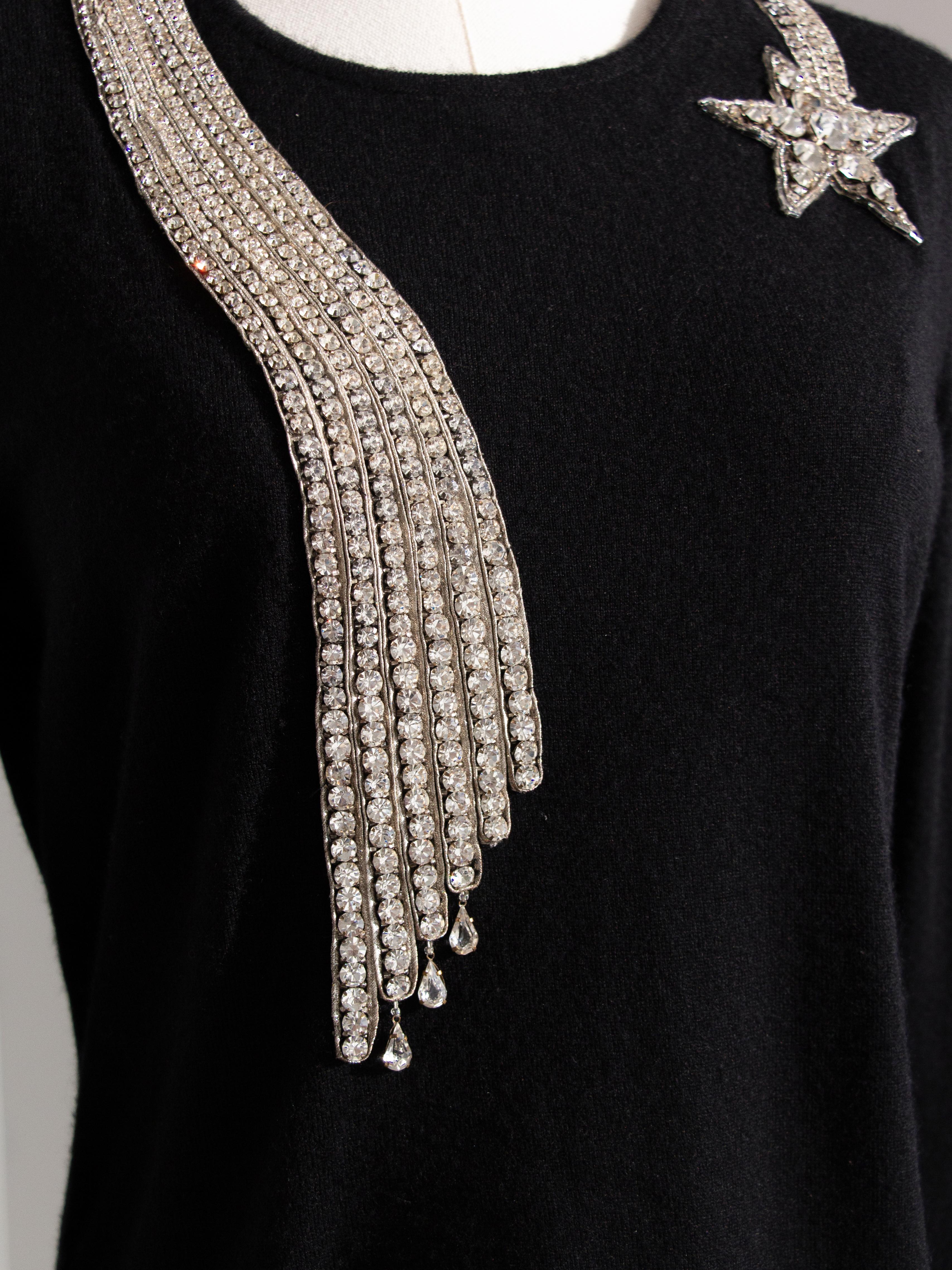 RARE Chanel Vintage F/W 2003 Comete Swarovski Embellished Necklace 03A Sweater 1