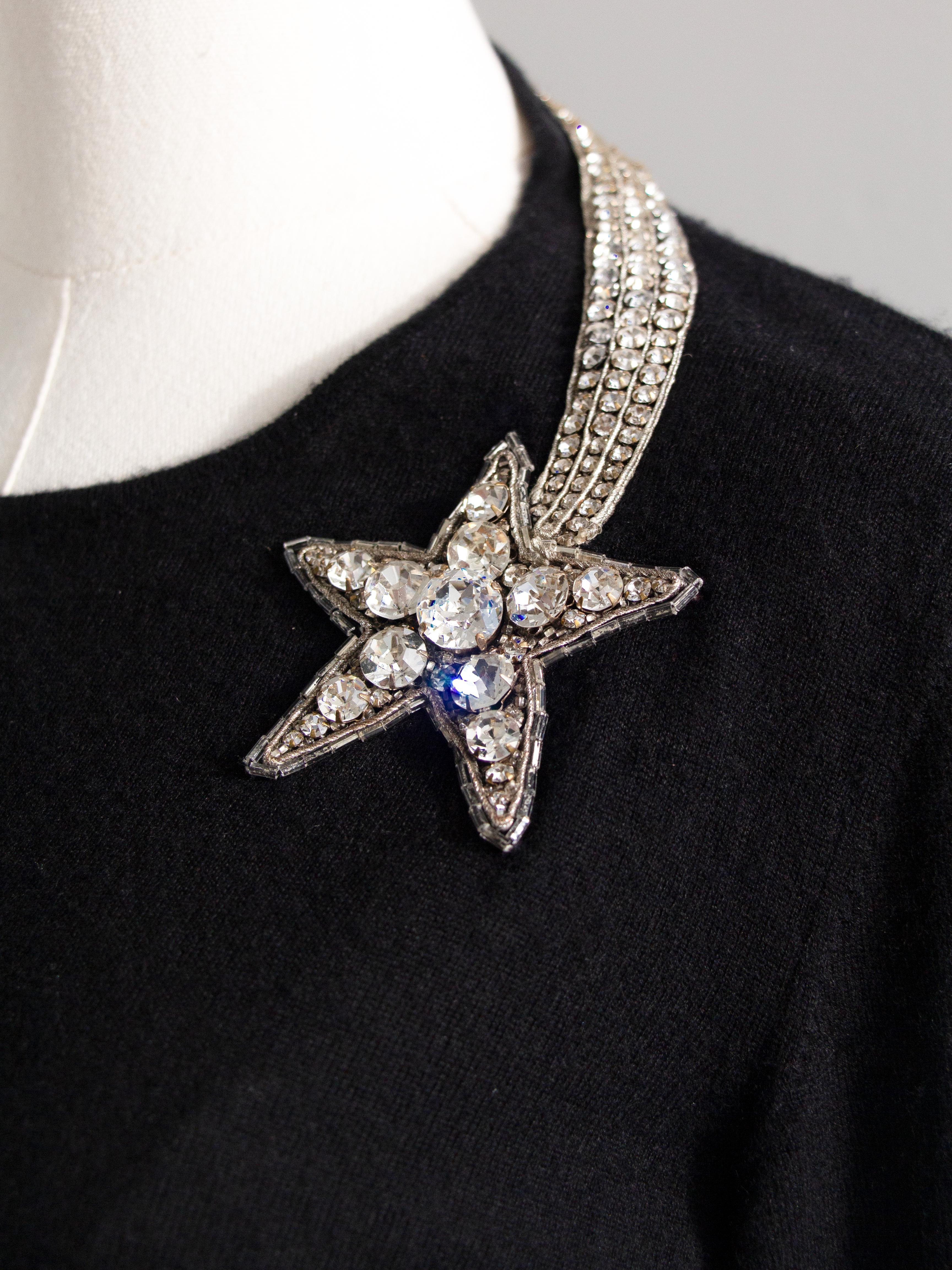RARE Chanel Vintage F/W 2003 Comete Swarovski Embellished Necklace 03A Sweater 2