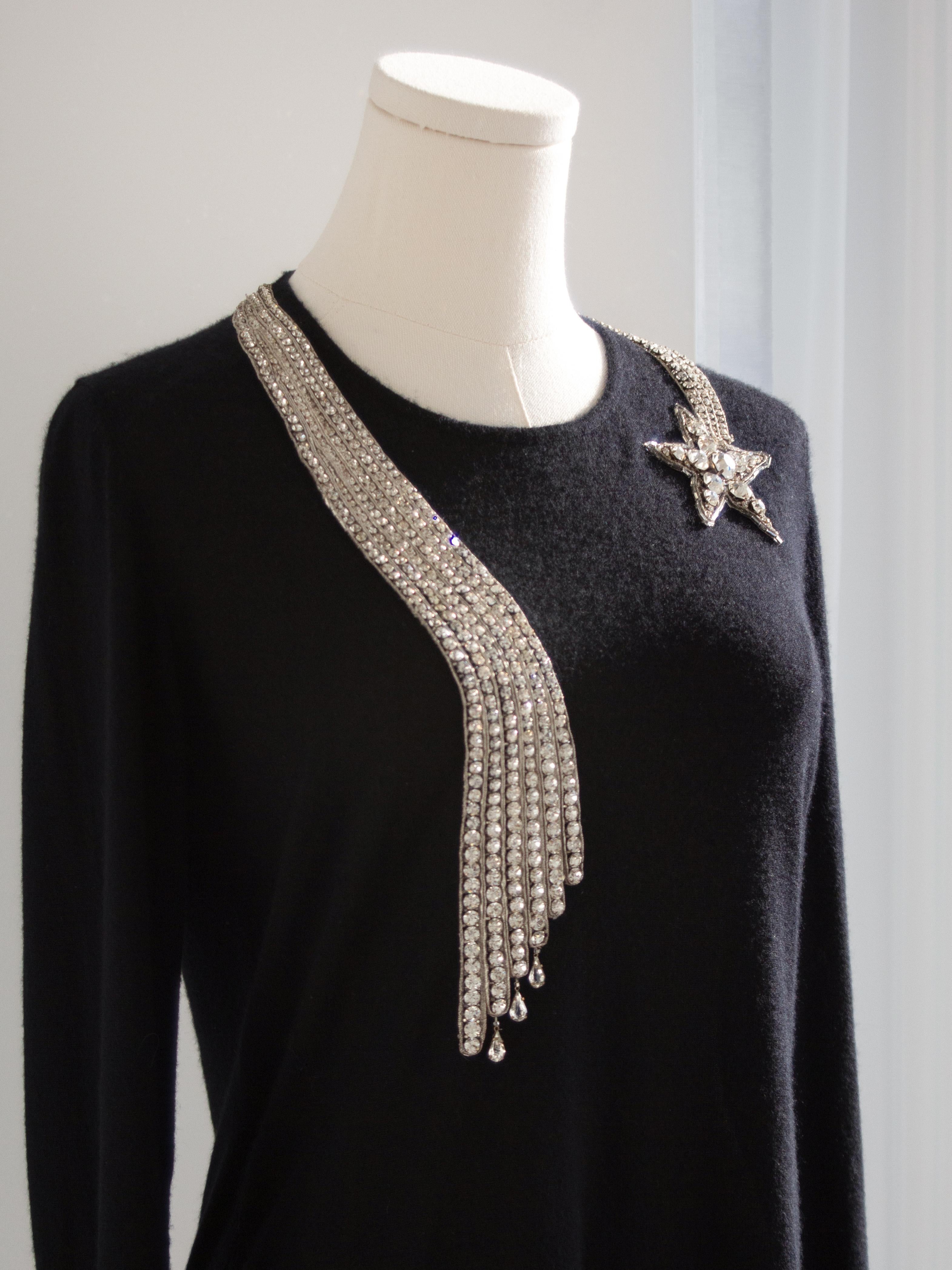 RARE Chanel Vintage F/W 2003 Comete Swarovski Embellished Necklace 03A Sweater 5