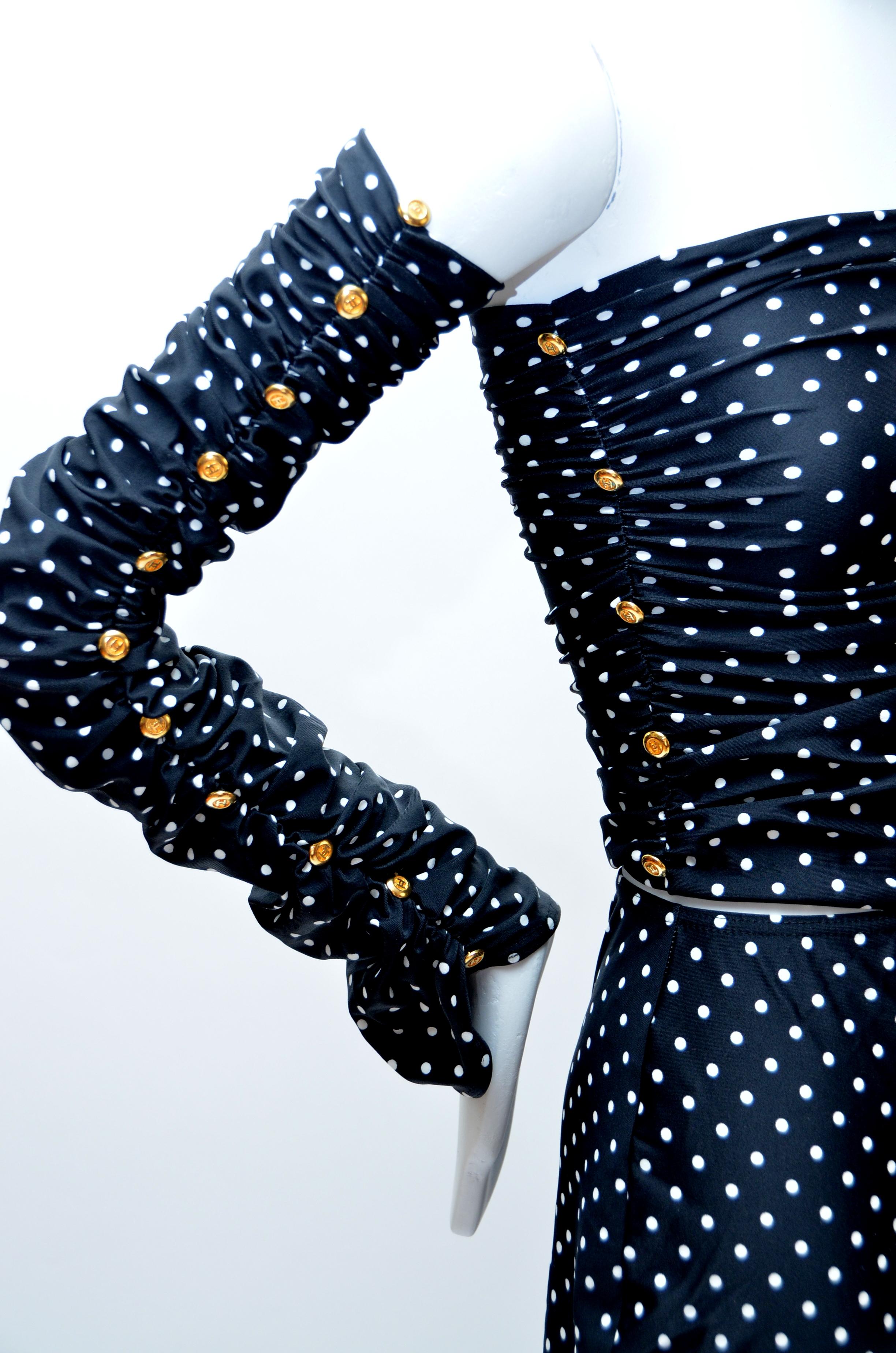 Rare CHANEL Vintage Polka Dot Swim Set  NEW  Size 36 2