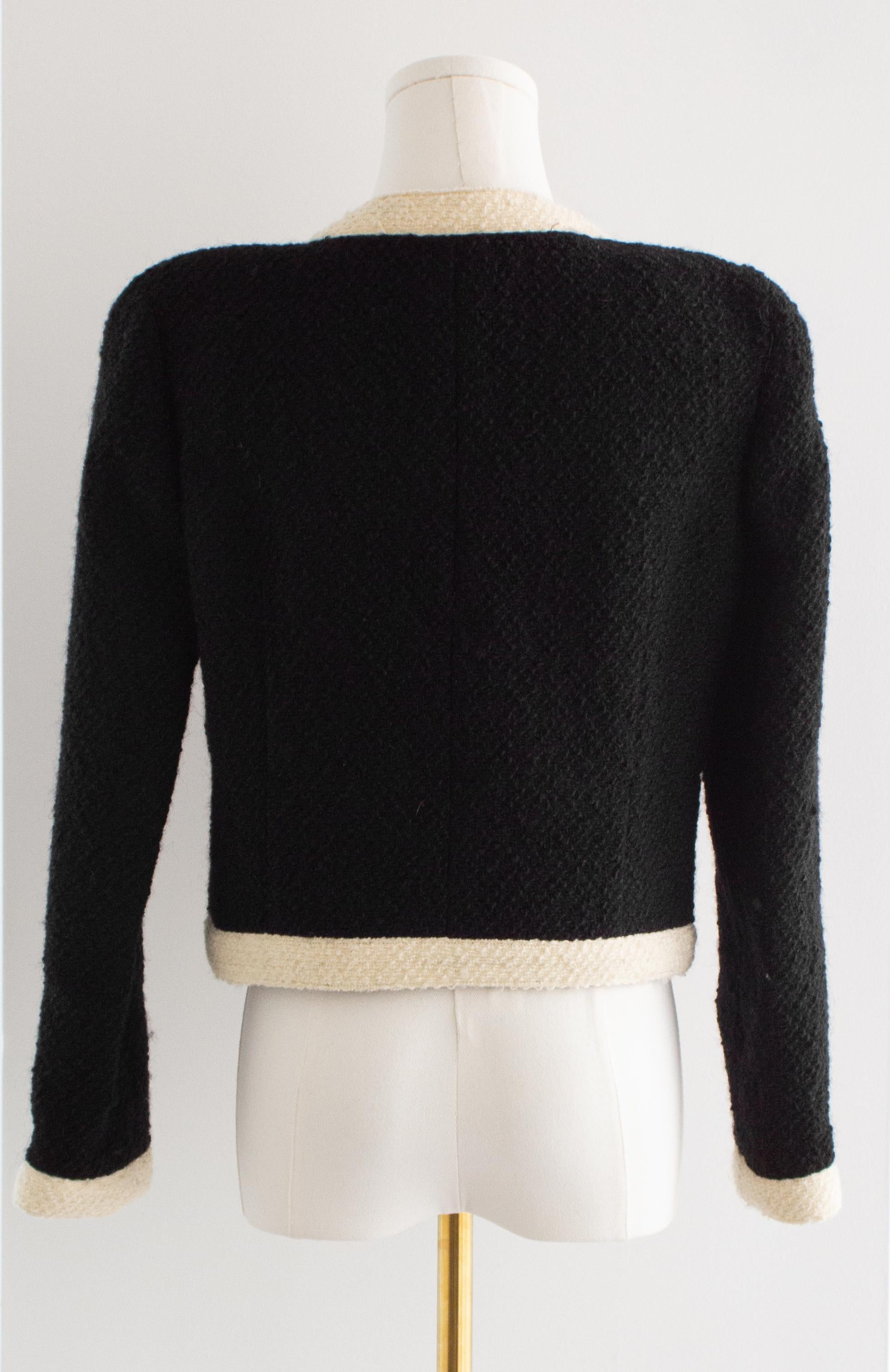 Rare Chanel Vintage S/S 1983 Karl Black White CC Gold Tweed Cropped Jacket 2