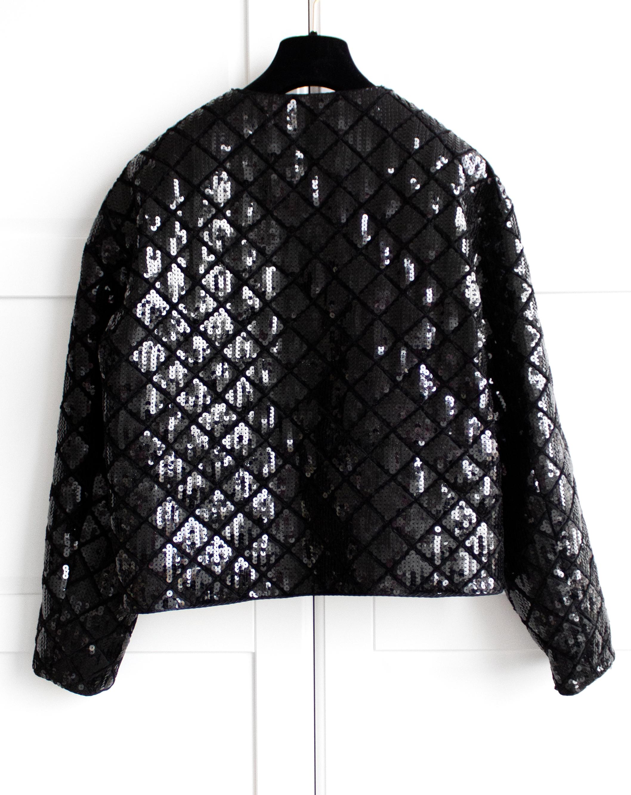 Rare Chanel Vintage S/S 1987 Black Quilted Sequin Embellished Jacket 1