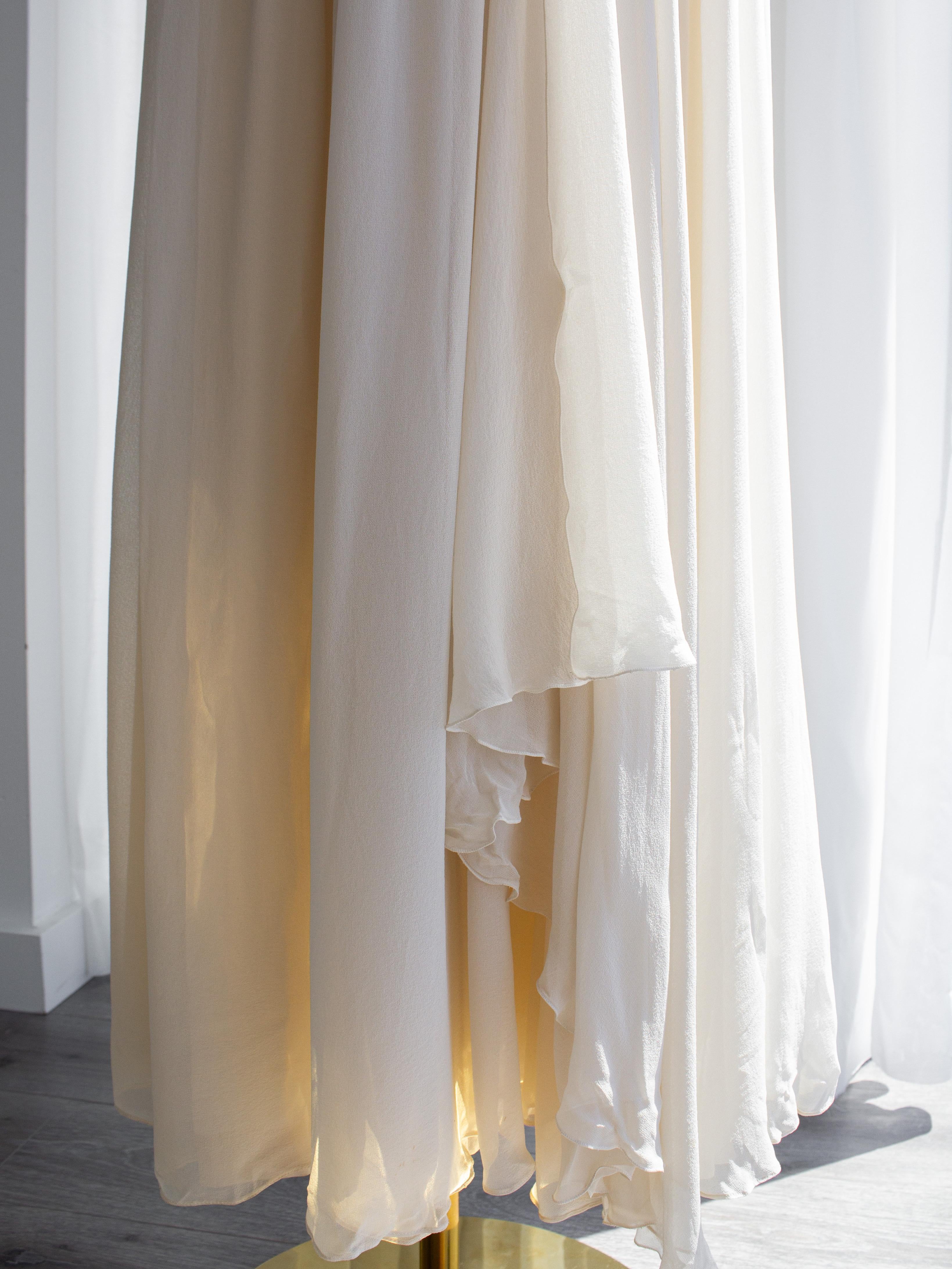 Rare Chanel Vintage S/S 1989 Grecian Goddess Ivory Gold Pleated Gown For Sale 11