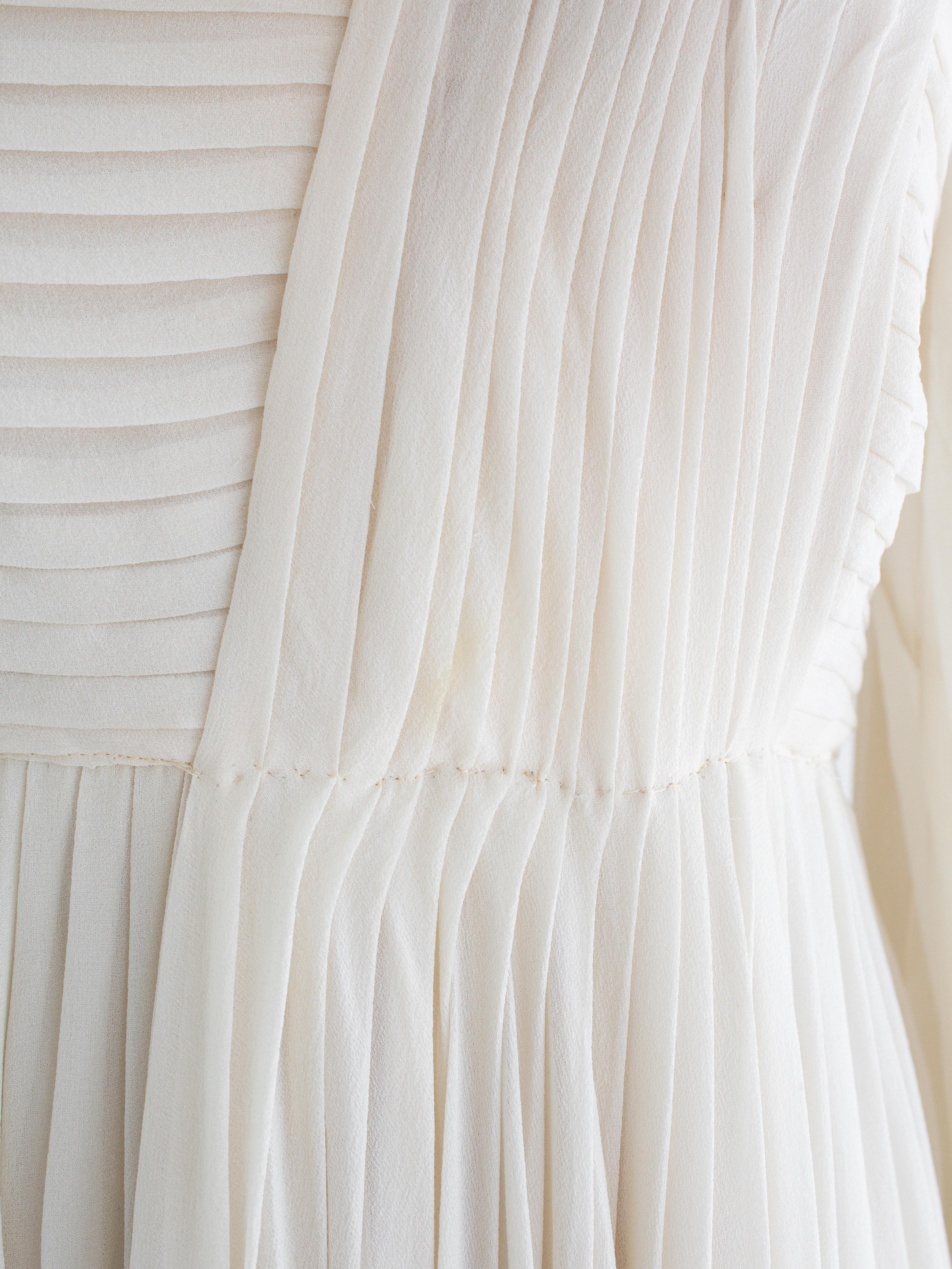Women's Rare Chanel Vintage S/S 1989 Grecian Goddess Ivory Gold Pleated Gown For Sale