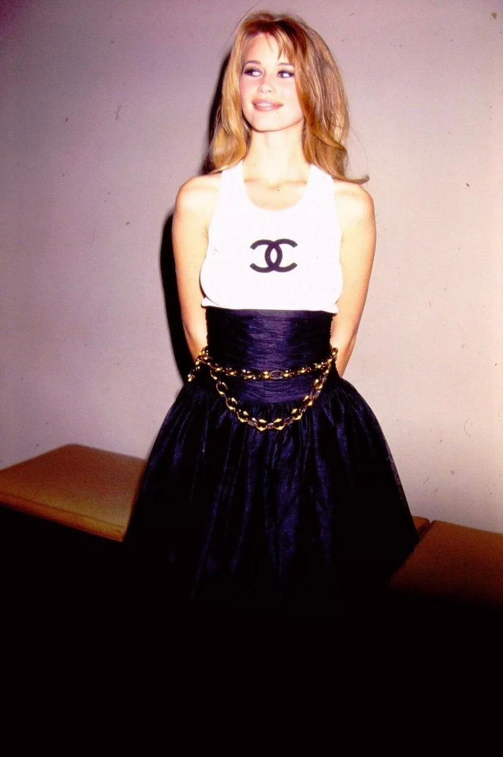 Rare Chanel Vintage S/S 1992 Black Tulle Corseted Maxi Skirt For Sale 7