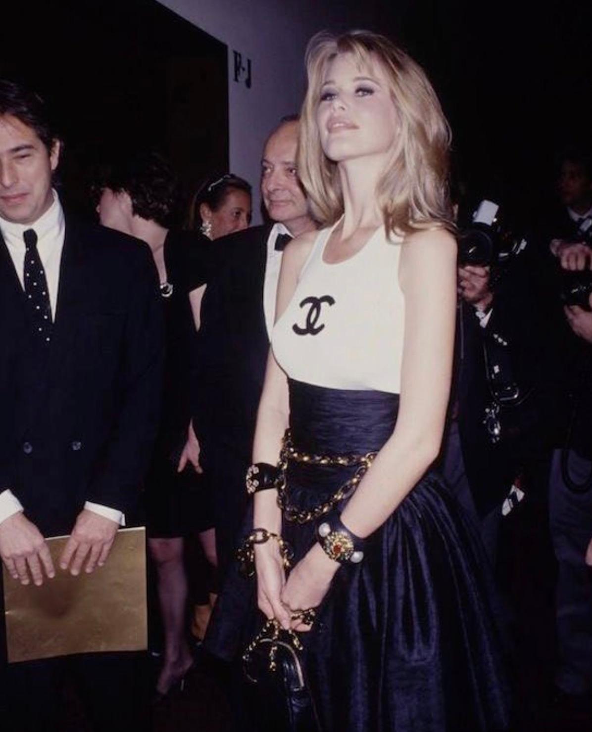 Rare Chanel Vintage S/S 1992 Black Tulle Corseted Maxi Skirt For Sale 9