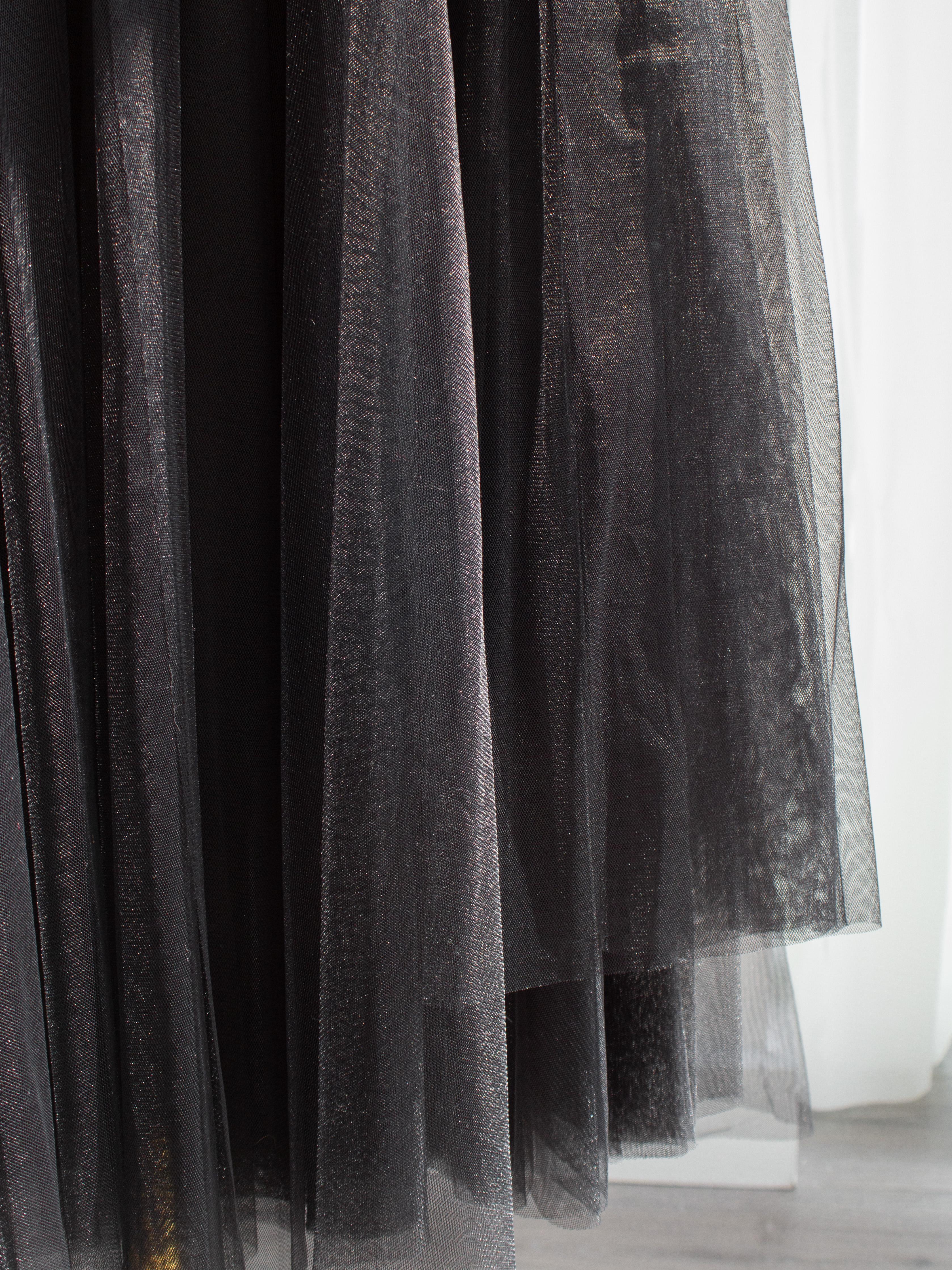 Rare Chanel Vintage S/S 1992 Black Tulle Corseted Maxi Skirt For Sale 3
