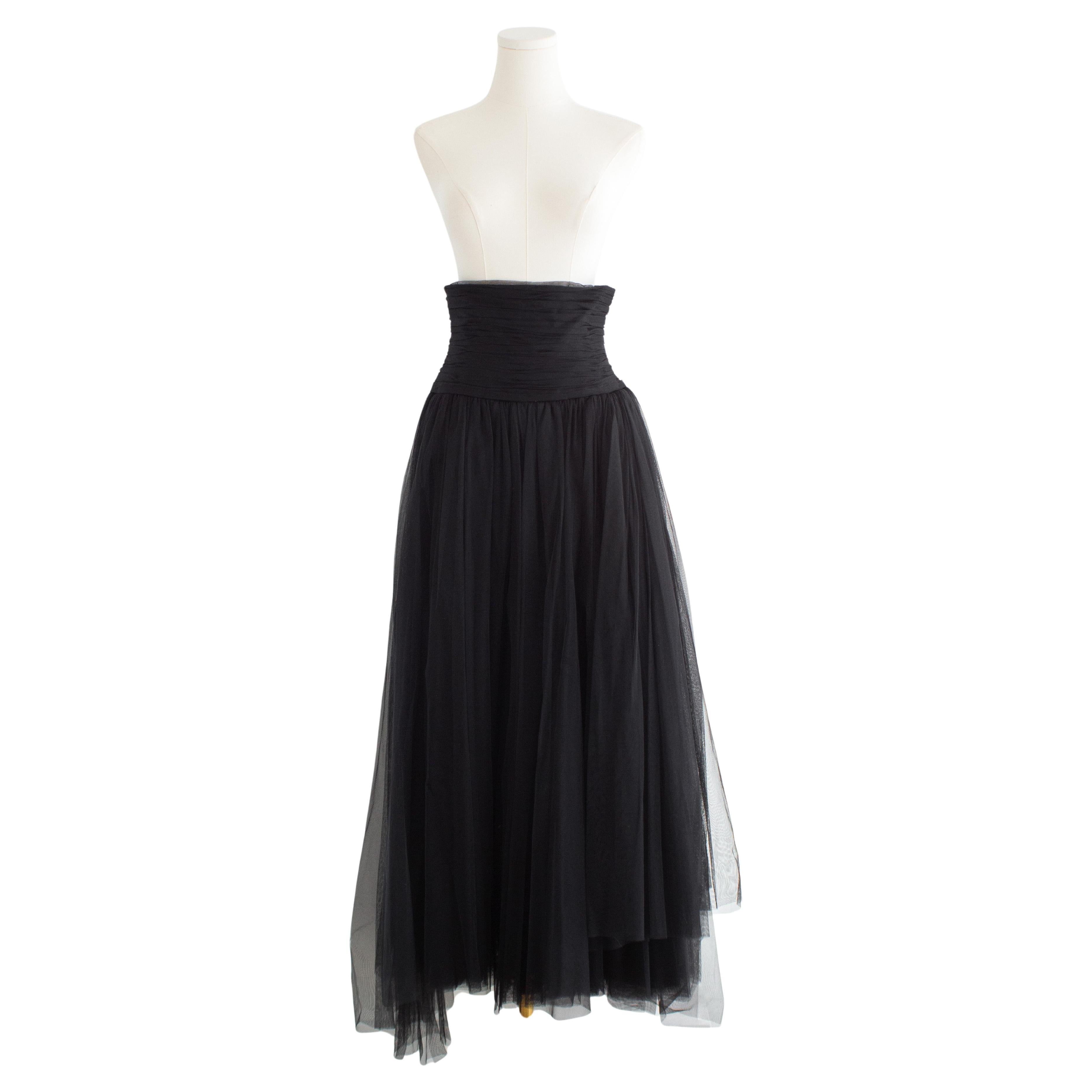 Rare Chanel Vintage S/S 1992 Black Tulle Corseted Maxi Skirt