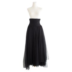 Rare Chanel Vintage S/S 1992 Black Tulle Corseted Maxi Skirt
