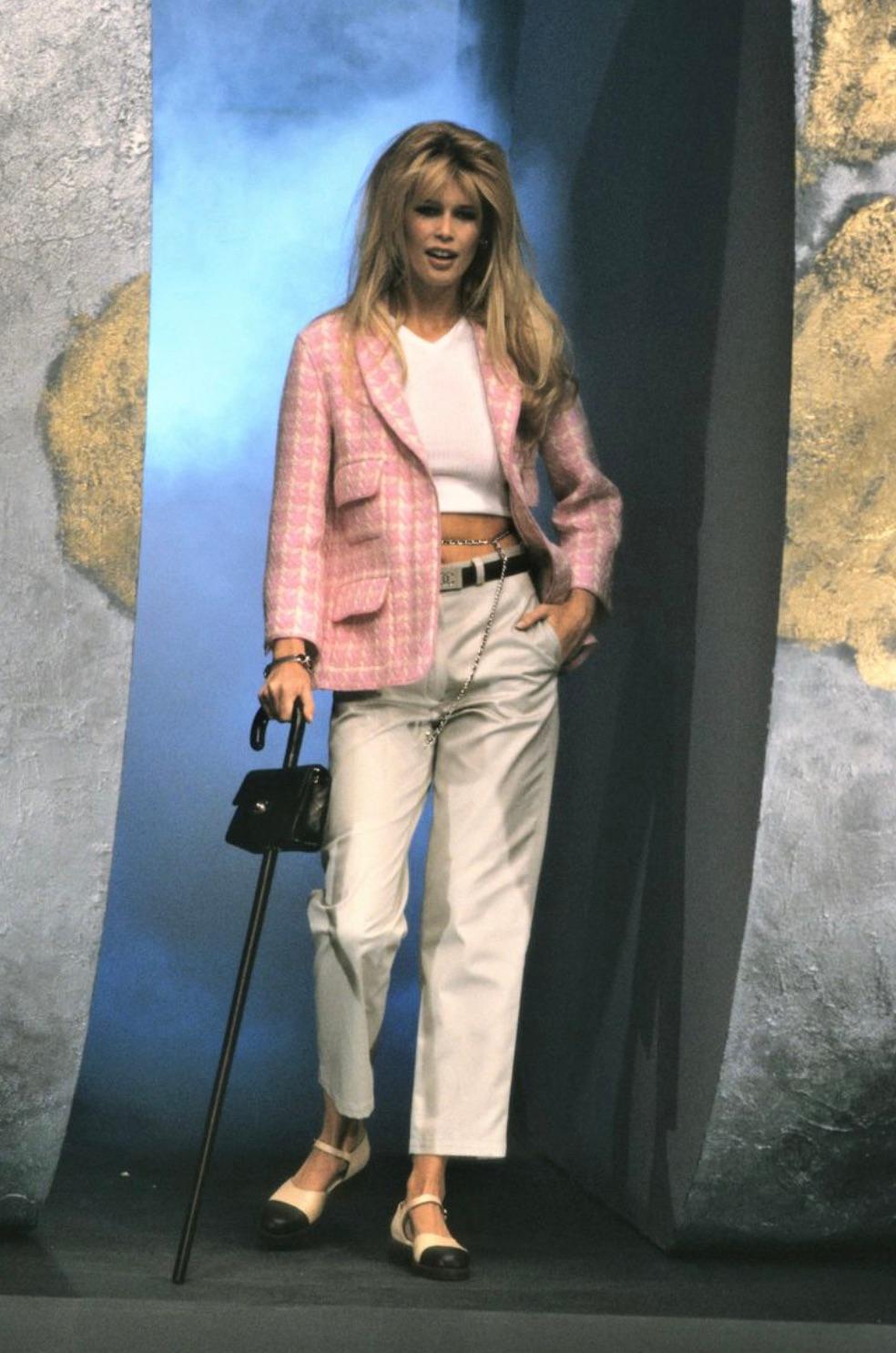 Rara giacca Chanel Vintage P/E 1996 Barbie Pink White Checkered Tweed CC 96P in vendita 11