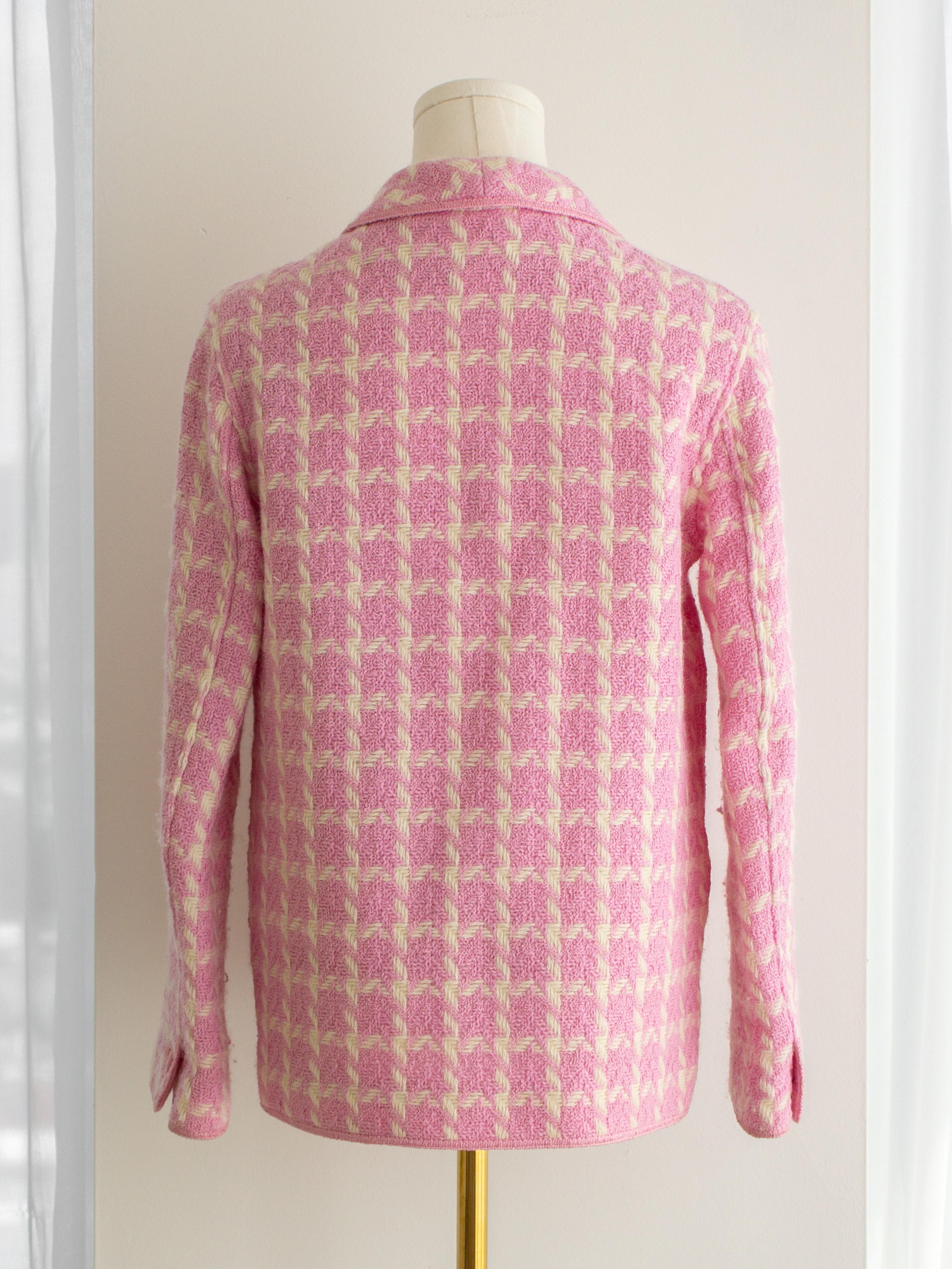 Rara giacca Chanel Vintage P/E 1996 Barbie Pink White Checkered Tweed CC 96P in vendita 1