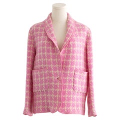 Rare Chanel Vintage S/S 1996 Barbie Pink White Checkered Tweed CC 96P Jacket