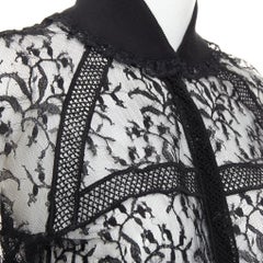 rare CHANEL Vintage sheer floral lace cardigan trim button up evening blouse top