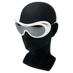 RARE Chanel Vintage Ski Sunglasses White Oversize Frame Mirror Lens c2000s