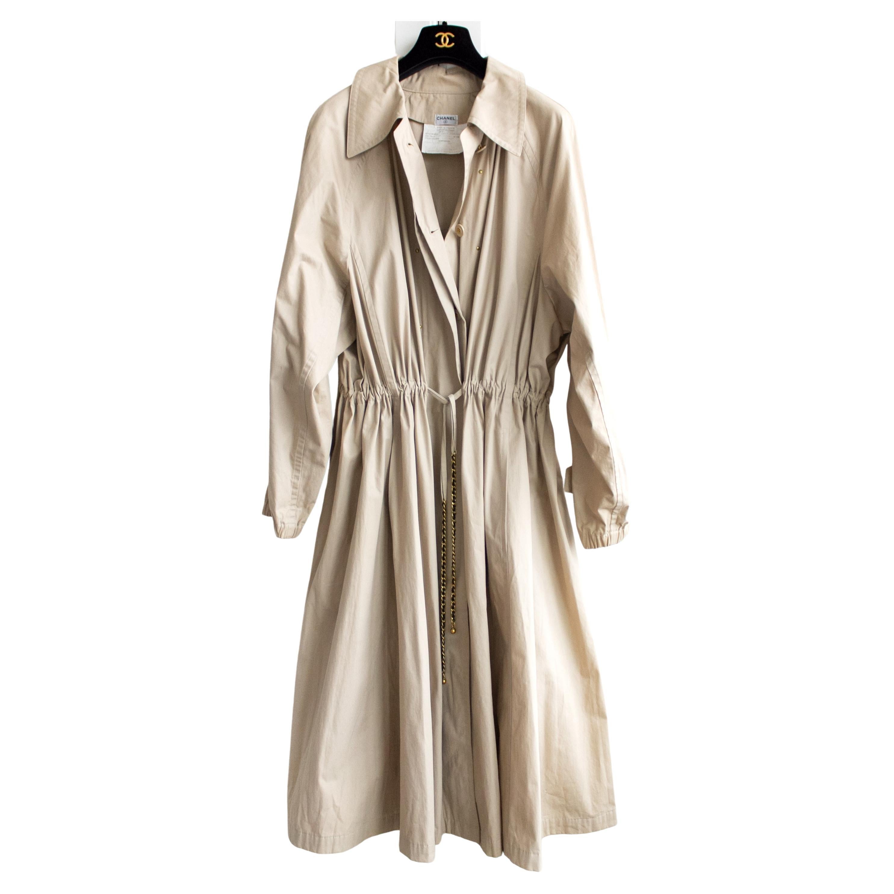 Rare Chanel Vintage Spring 1994 Beige Runway 94P Oversized Trench Coat For Sale