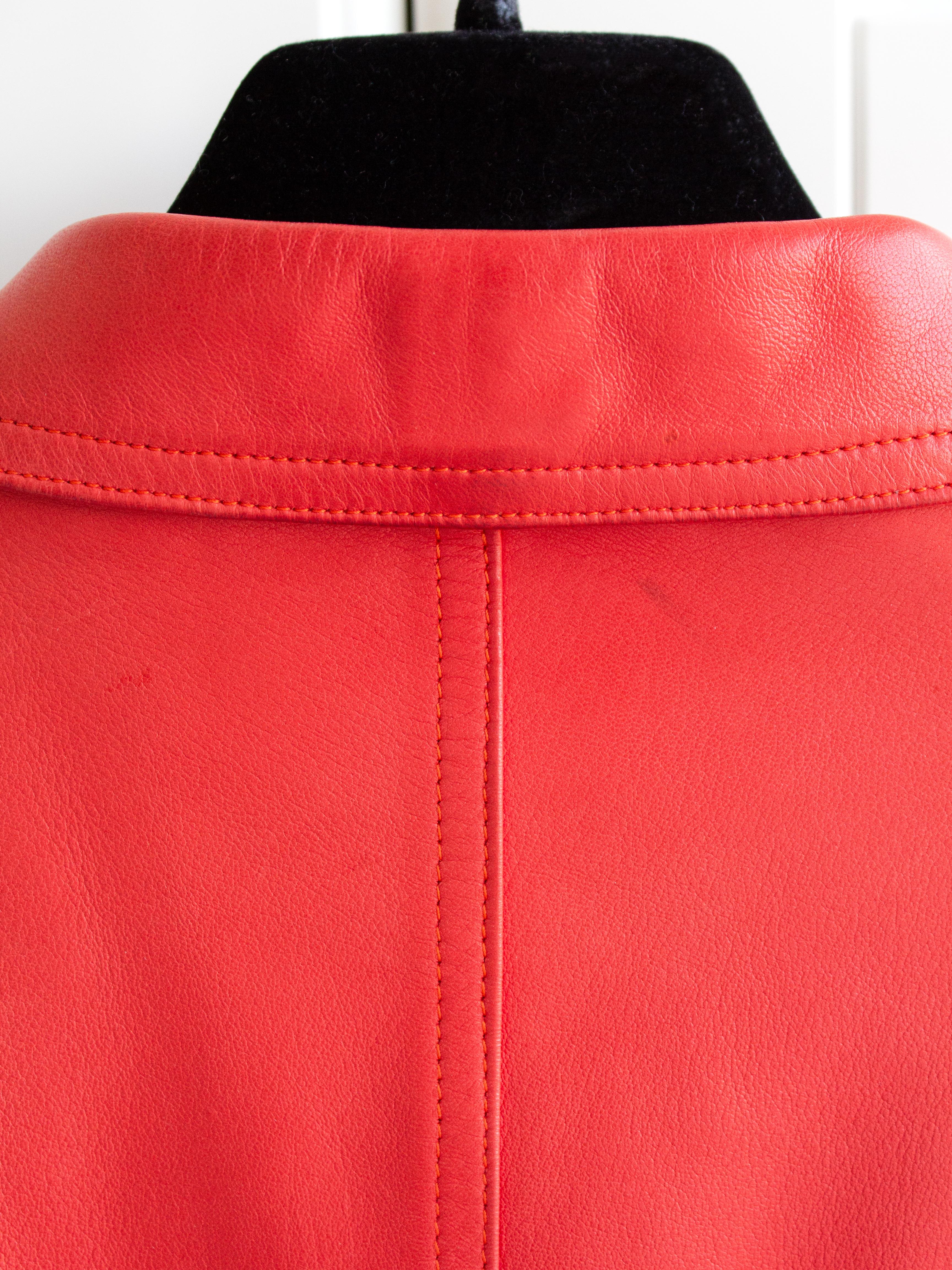 Rare Chanel Vintage Spring 1995 Red Lambskin Leather CC Logo 95P Cropped Jacket 4