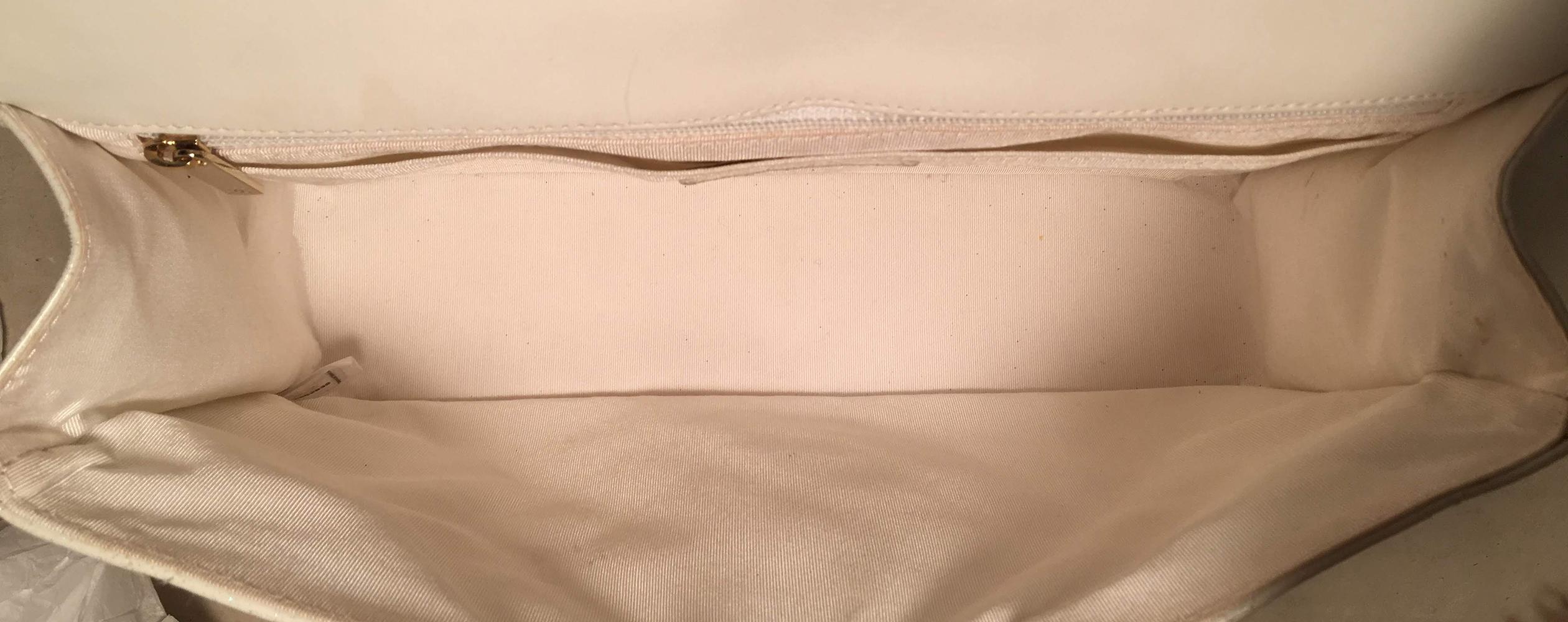 Women's RARE Chanel White Glitter Patent Leather Maxi Classic Flap Shoulder Bag