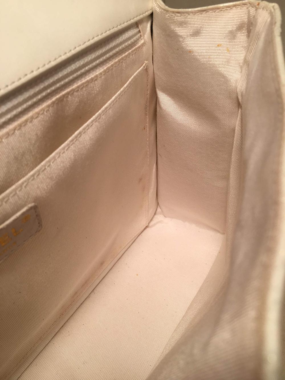 RARE Chanel White Glitter Patent Leather Maxi Classic Flap Shoulder Bag 1