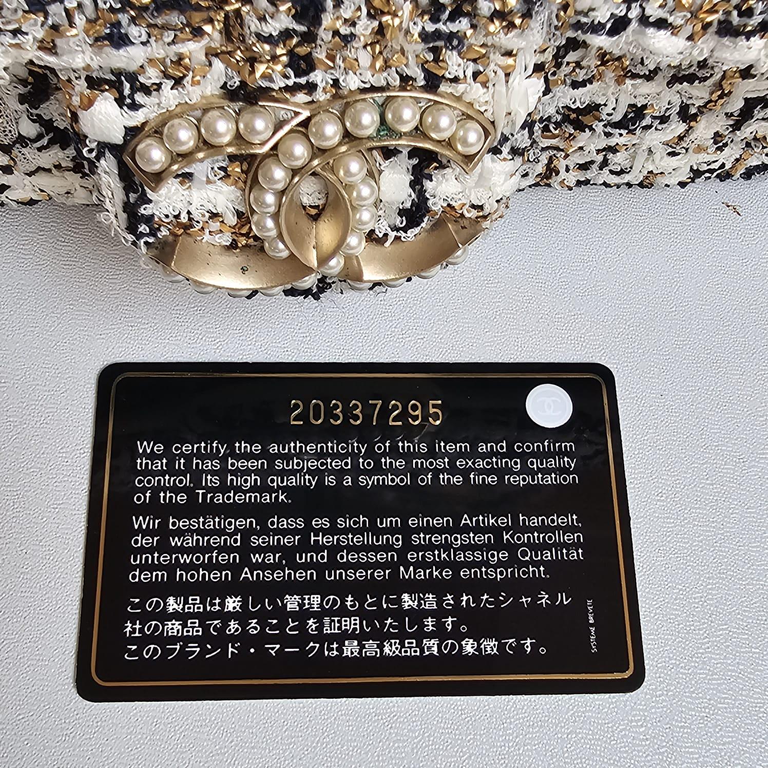 Raro Bolso Chanel Blanco Tweed Medio Westminister Flap 6