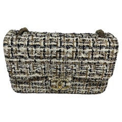 Raro Bolso Chanel Blanco Tweed Medio Westminister Flap