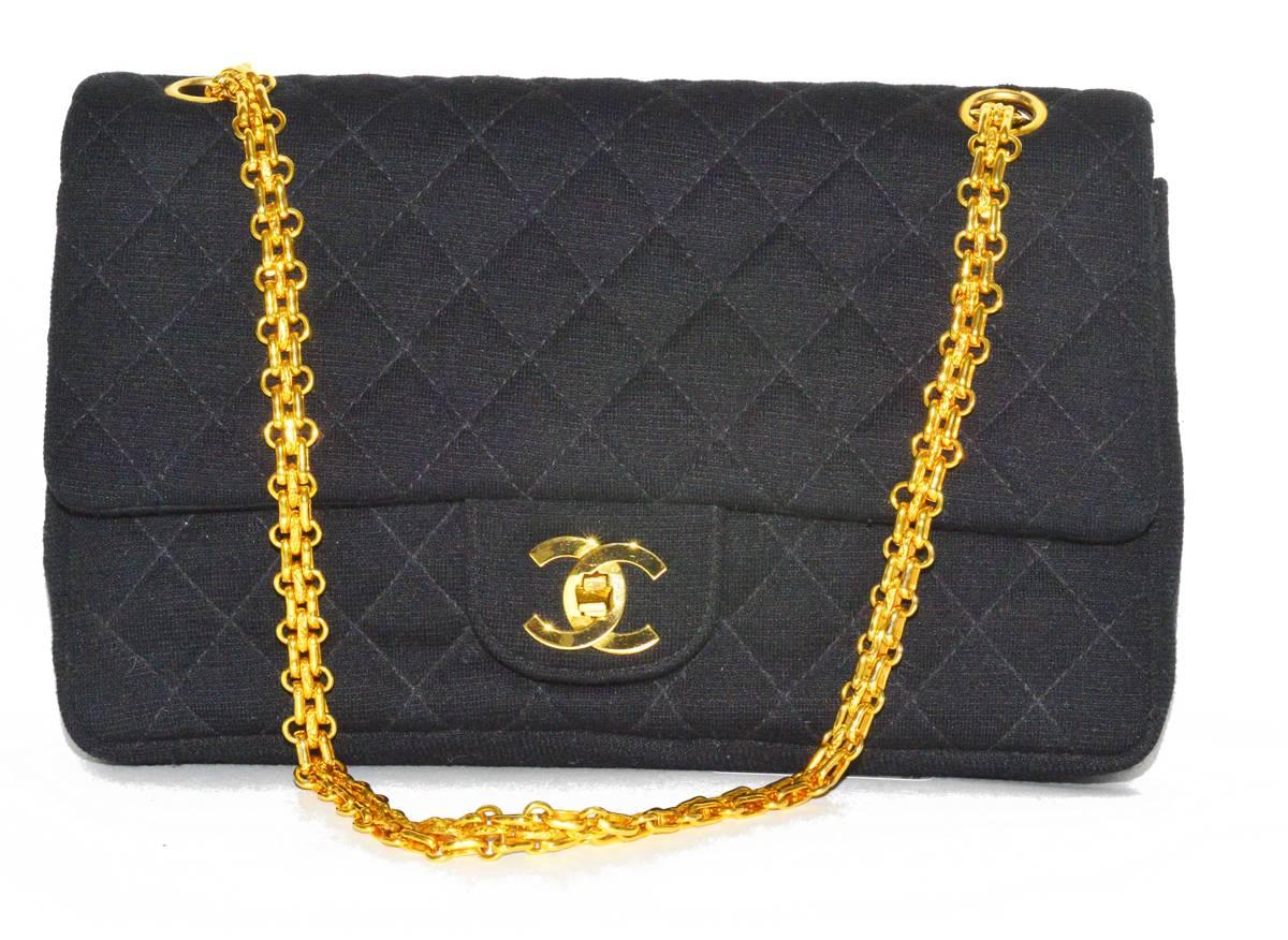 Rare French Chanel classic wool flap bag with Matalesse chain in pristine condition.