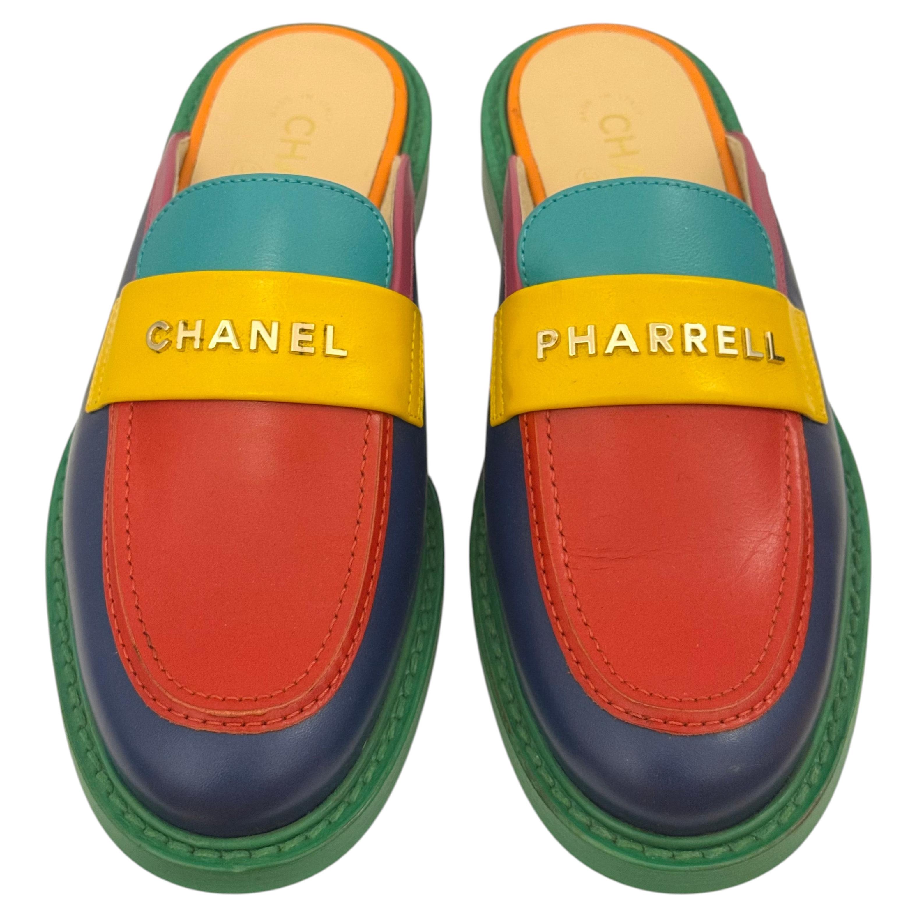 Mocasines de piel multicolor de la colección cápsula de Chanel x Pharrell Williams de 2019, talla 40