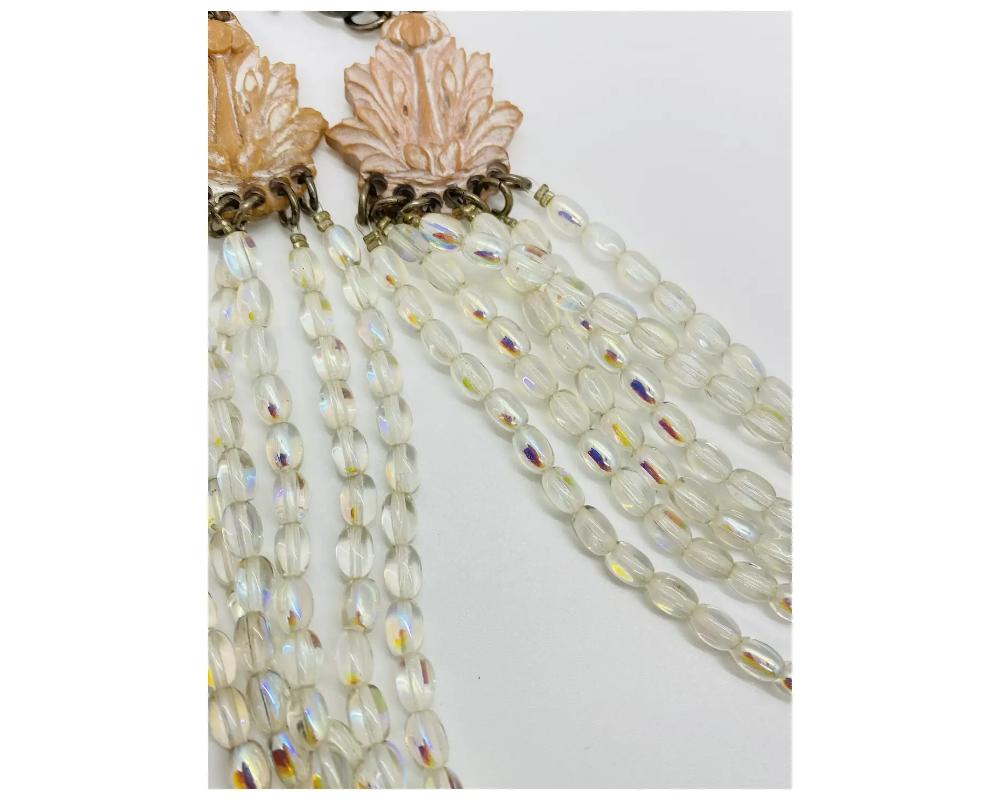 Chantal Thomass Rare ensemble collier et boucles d'oreilles en perles de verre irisé en vente 7