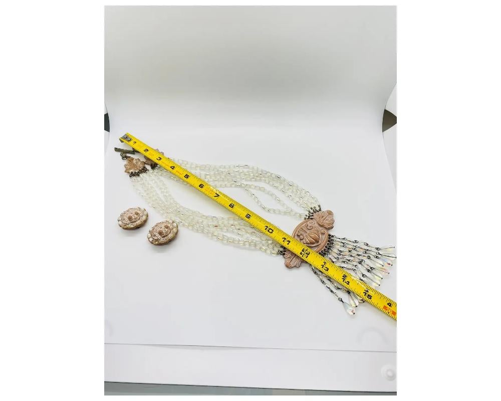 Chantal Thomass Rare ensemble collier et boucles d'oreilles en perles de verre irisé en vente 8