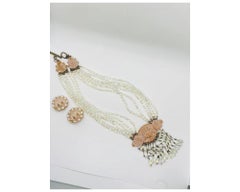 Rare Chantal Thomass Iridescent Glass Beaded Necklace and Earrings Set