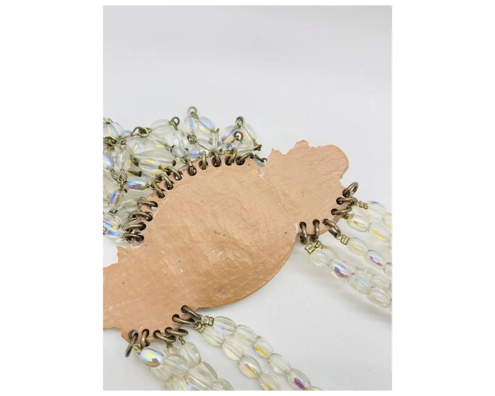 Chantal Thomass Rare ensemble collier et boucles d'oreilles en perles de verre irisé en vente 1