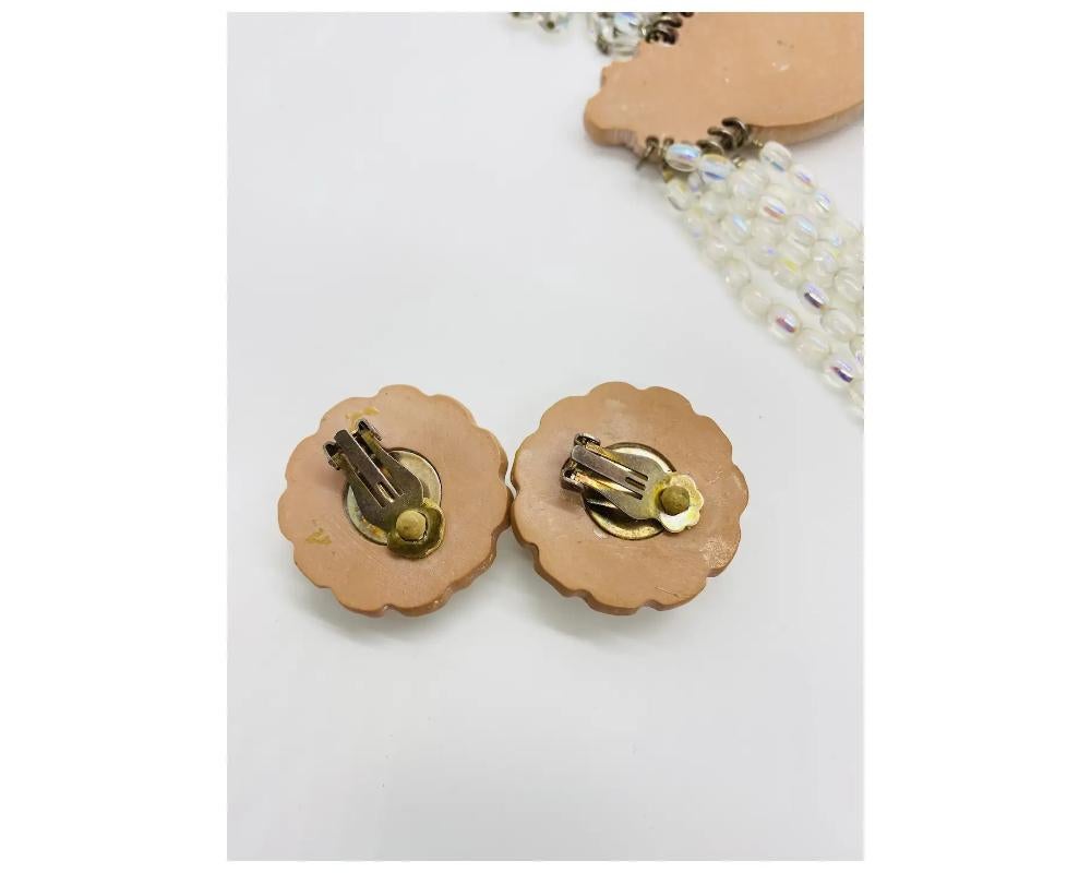 Chantal Thomass Rare ensemble collier et boucles d'oreilles en perles de verre irisé en vente 2