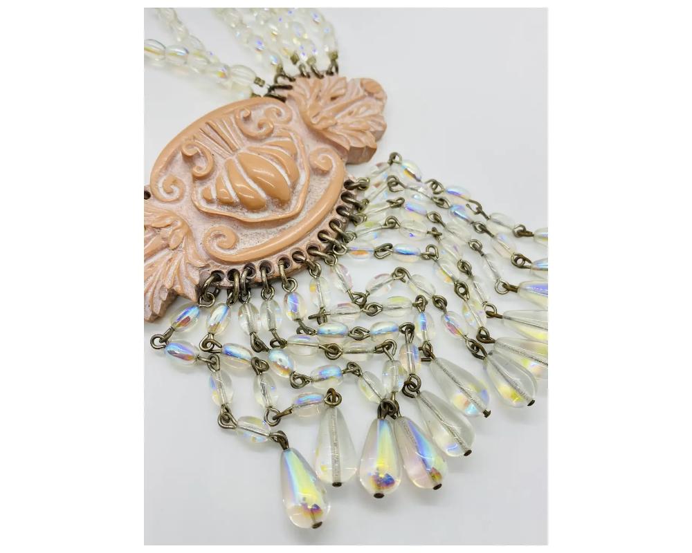 Chantal Thomass Rare ensemble collier et boucles d'oreilles en perles de verre irisé en vente 5