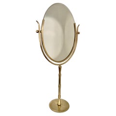Rare miroir de coiffeuse ou de table glamour en laiton Charles Hollis Jones