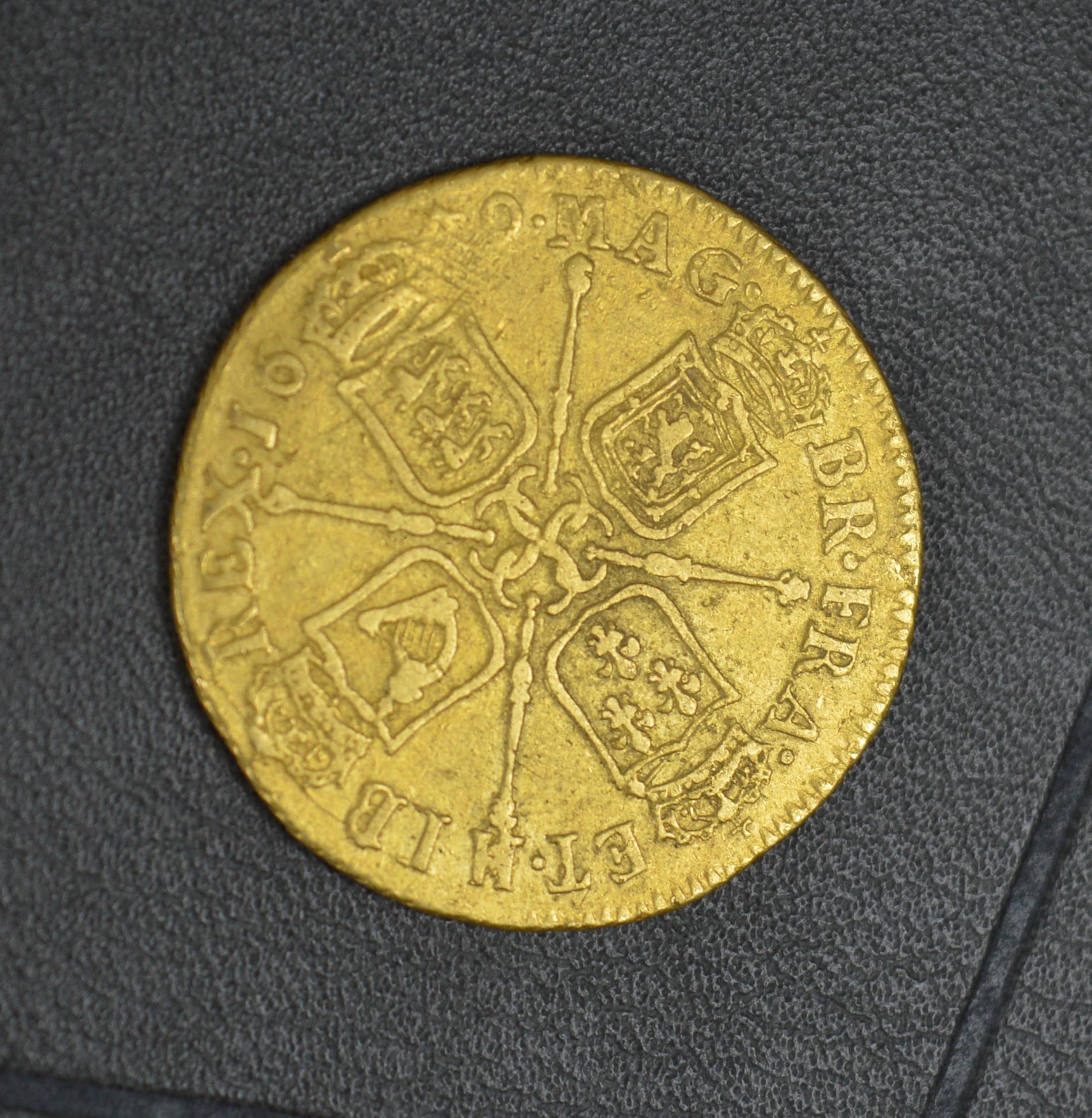 Seltene Charles II. 22 Karat Goldmünze in Vollguinea, 1679 im Zustand „Relativ gut“ im Angebot in St Helens, GB