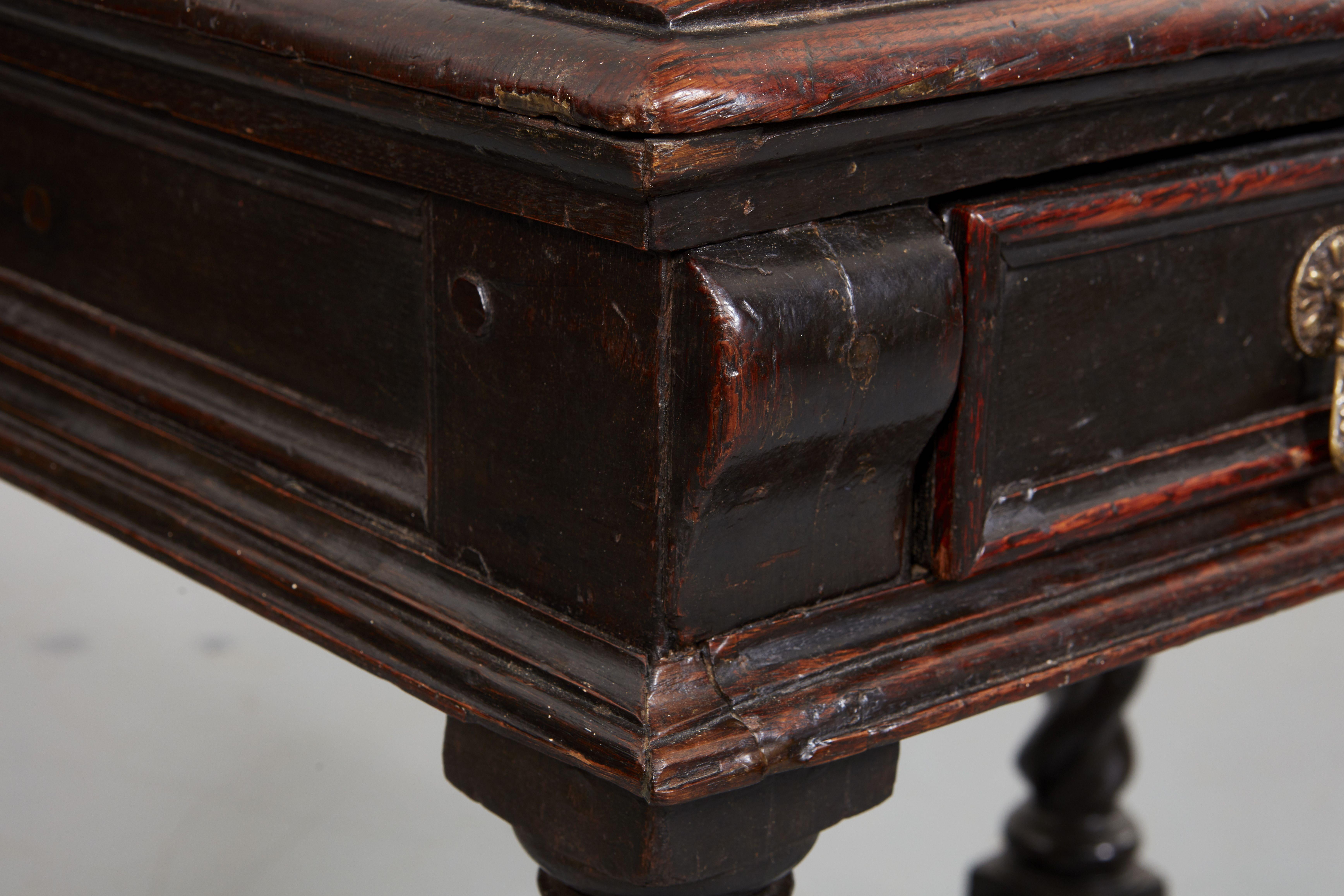Rare Charles II Single Drawer Side Table For Sale 6