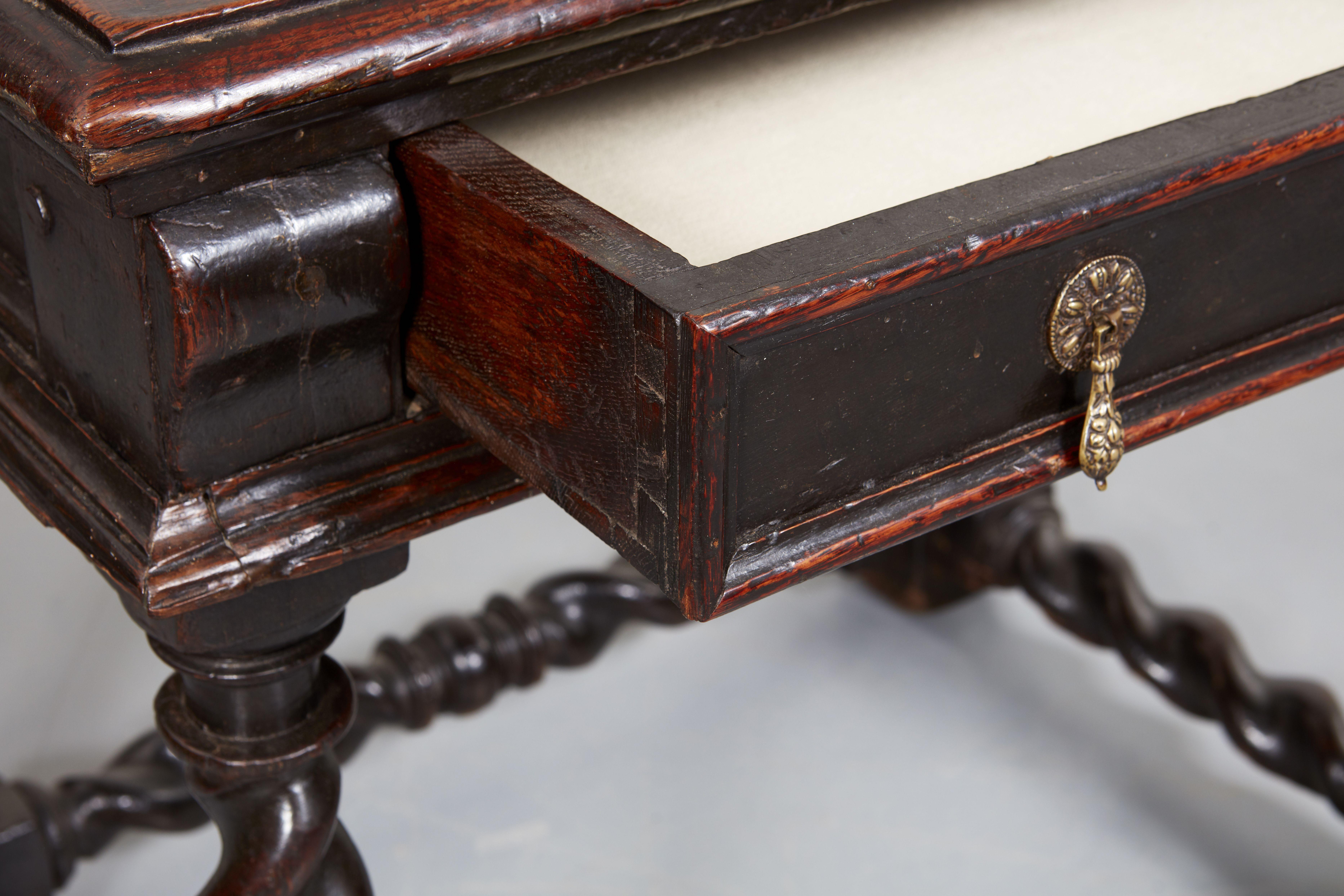 Rare Charles II Single Drawer Side Table For Sale 7