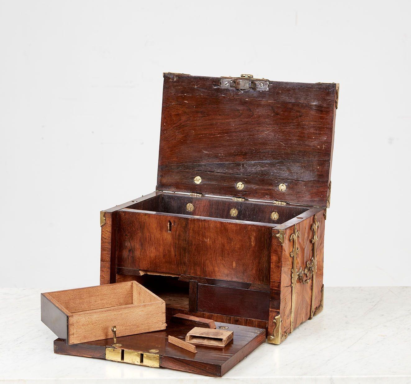 Brass Rare Charles II Valuables Chest For Sale
