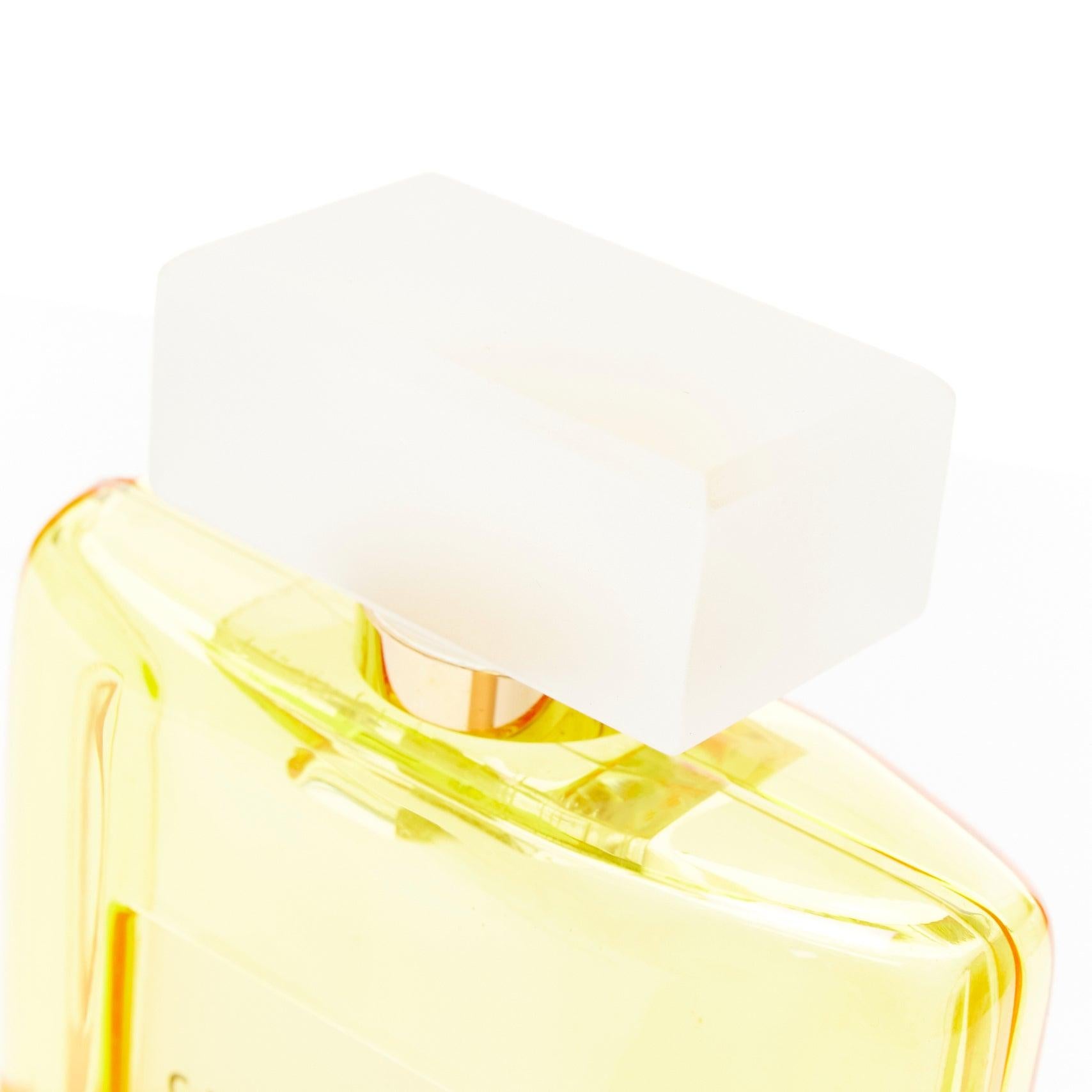 rare CHARLOTTE OLYMPIA yellow acrylic logo perfume bottle box clutch bag For Sale 4