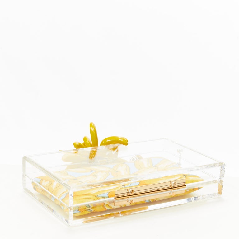 rare CHARLOTTE OLYMPIA yellow Banana charm zip pouch perspex PVC box clutch bag 2